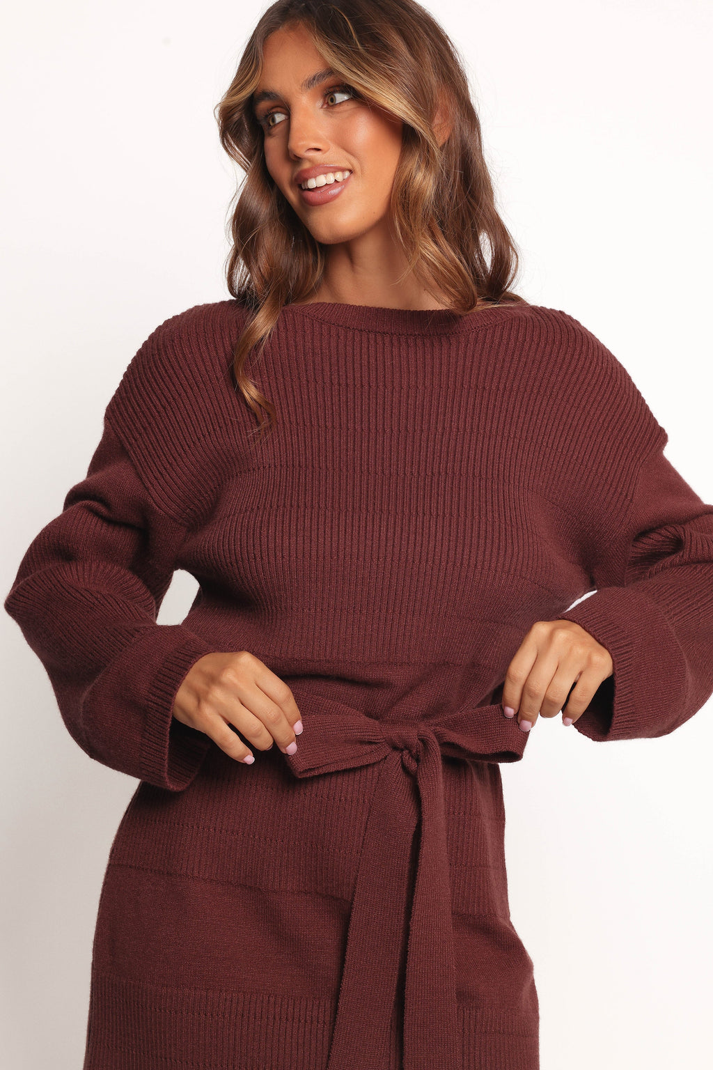 Robe pull courte Lucca - Marron chocolat