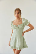 Mini-robe à manches bouffantes et vichy Clover
