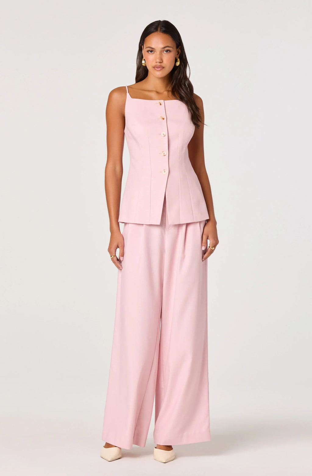 Pantalon large taille haute en lin Neha