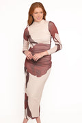 Robe midi Sukin – Imprimé floral marron