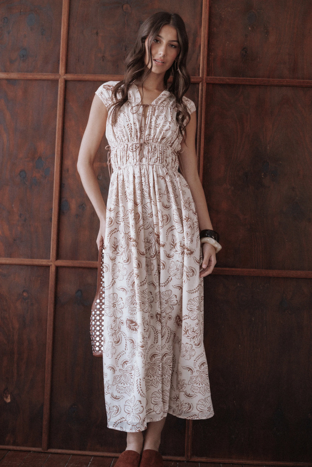Robe midi Safira - Motif cachemire marron