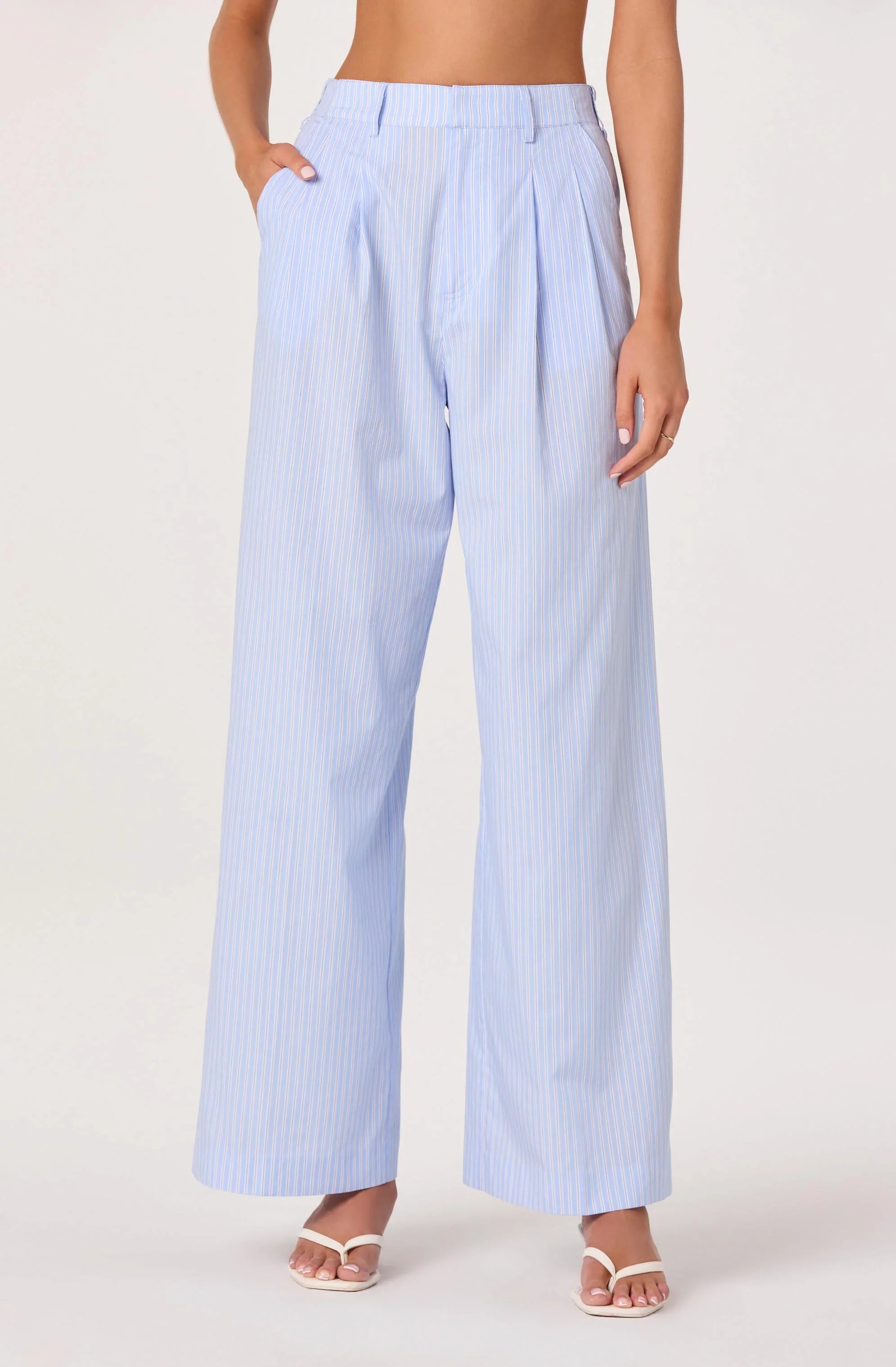 Neha Striped Linen High-Rise Wide Leg Pants