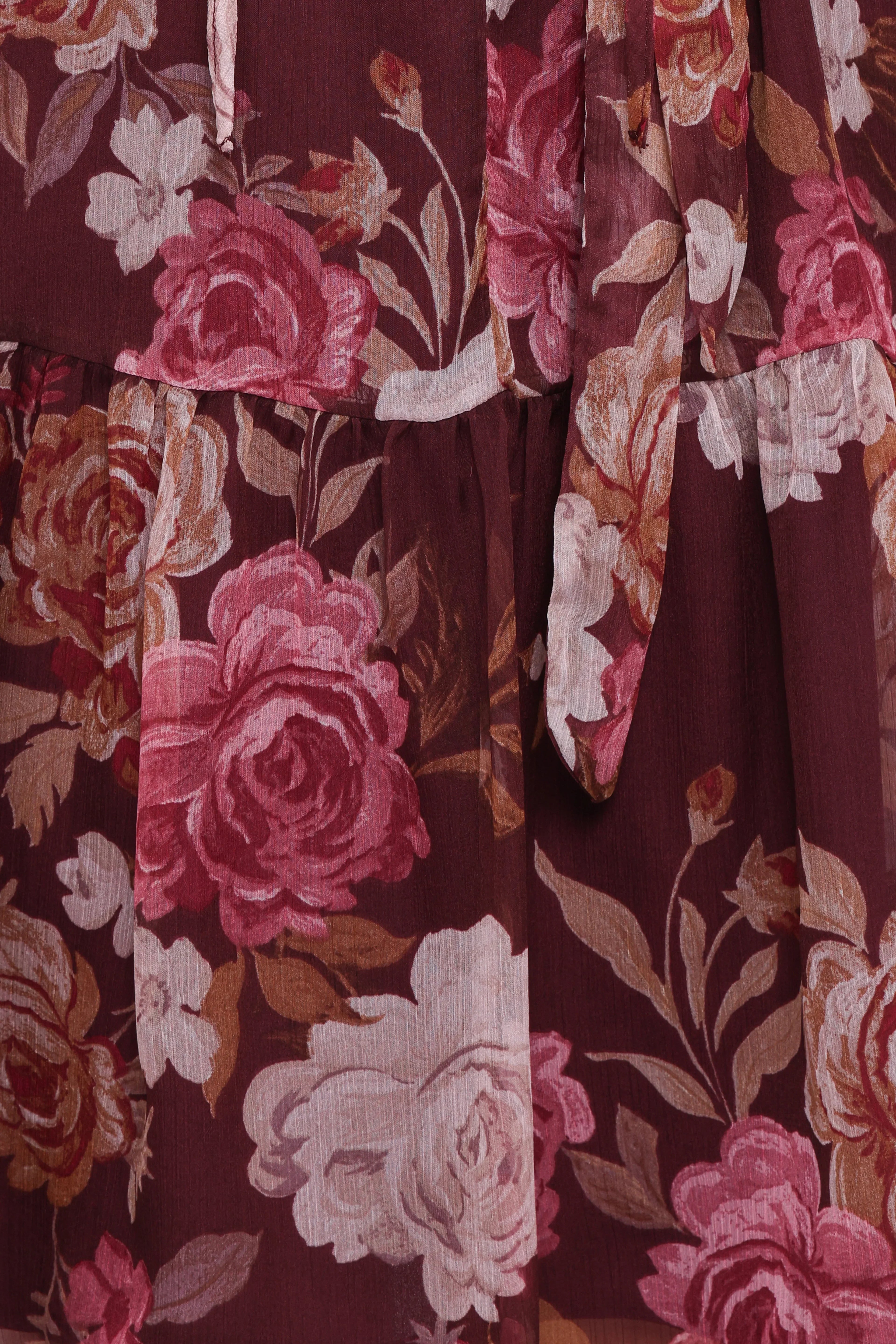 Mini-robe Hensely - Imprimé fleuri bordeaux Brandy