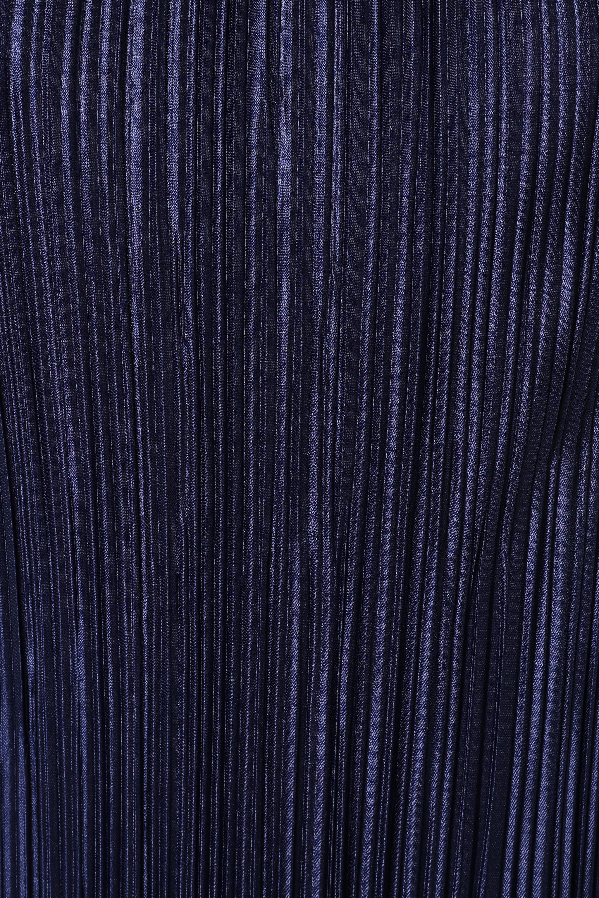 Robe longue plissée à col montant Melody - Marine