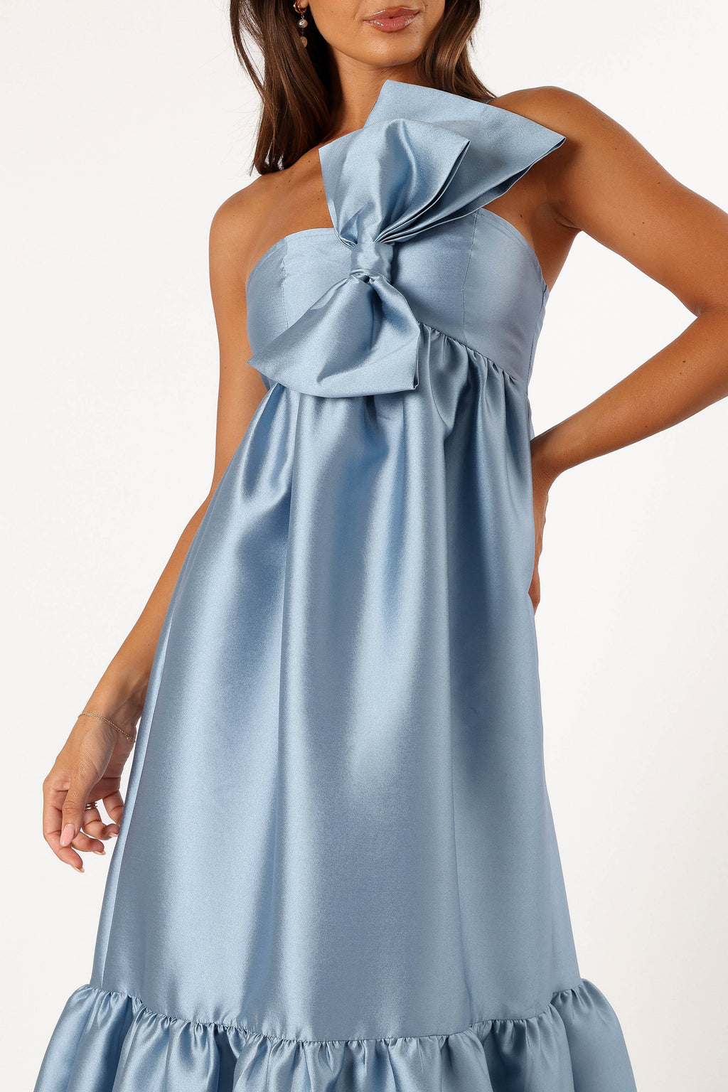 Robe longue Betina à nœud lavallière - Bleu