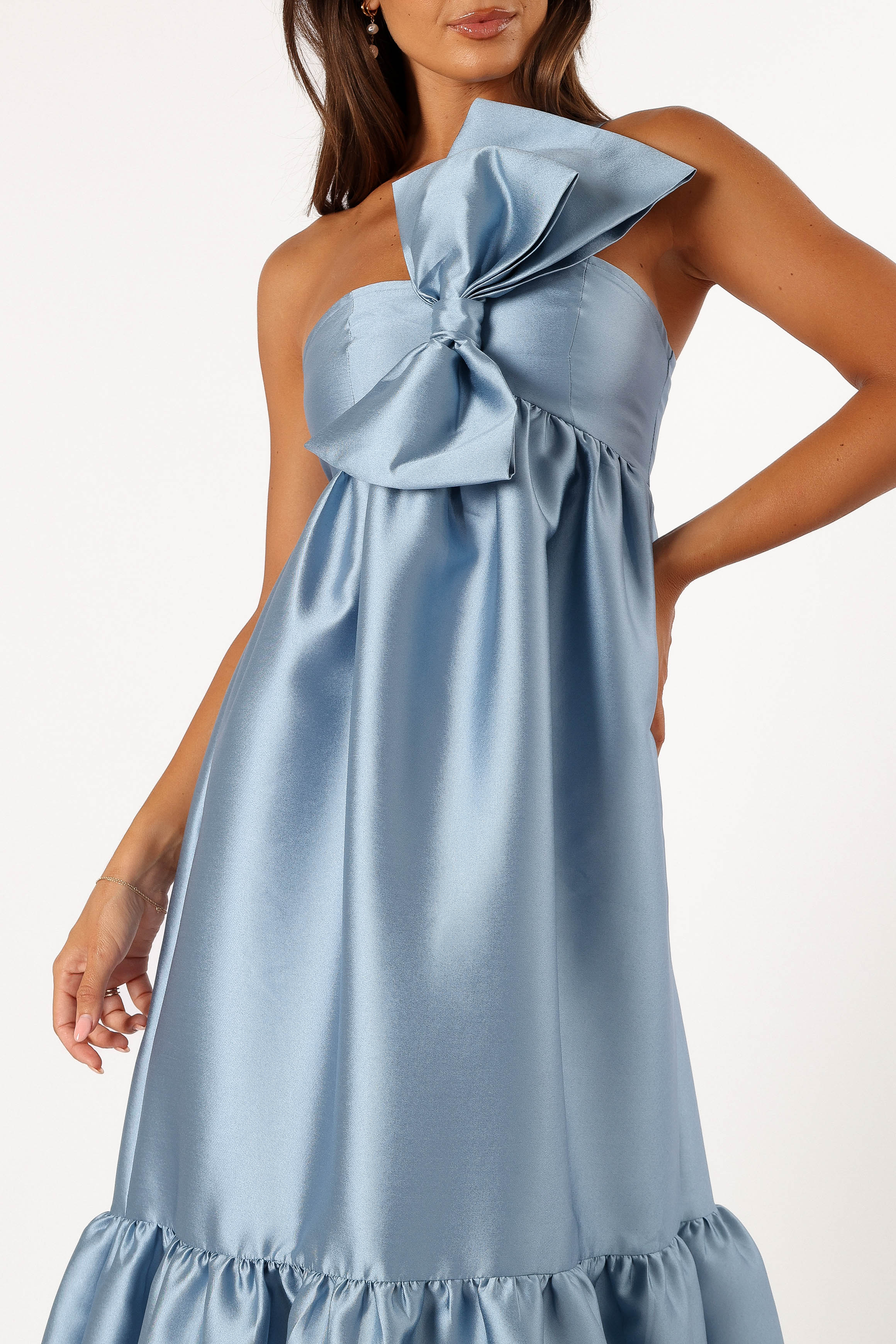Robe longue Betina à nœud lavallière - Bleu