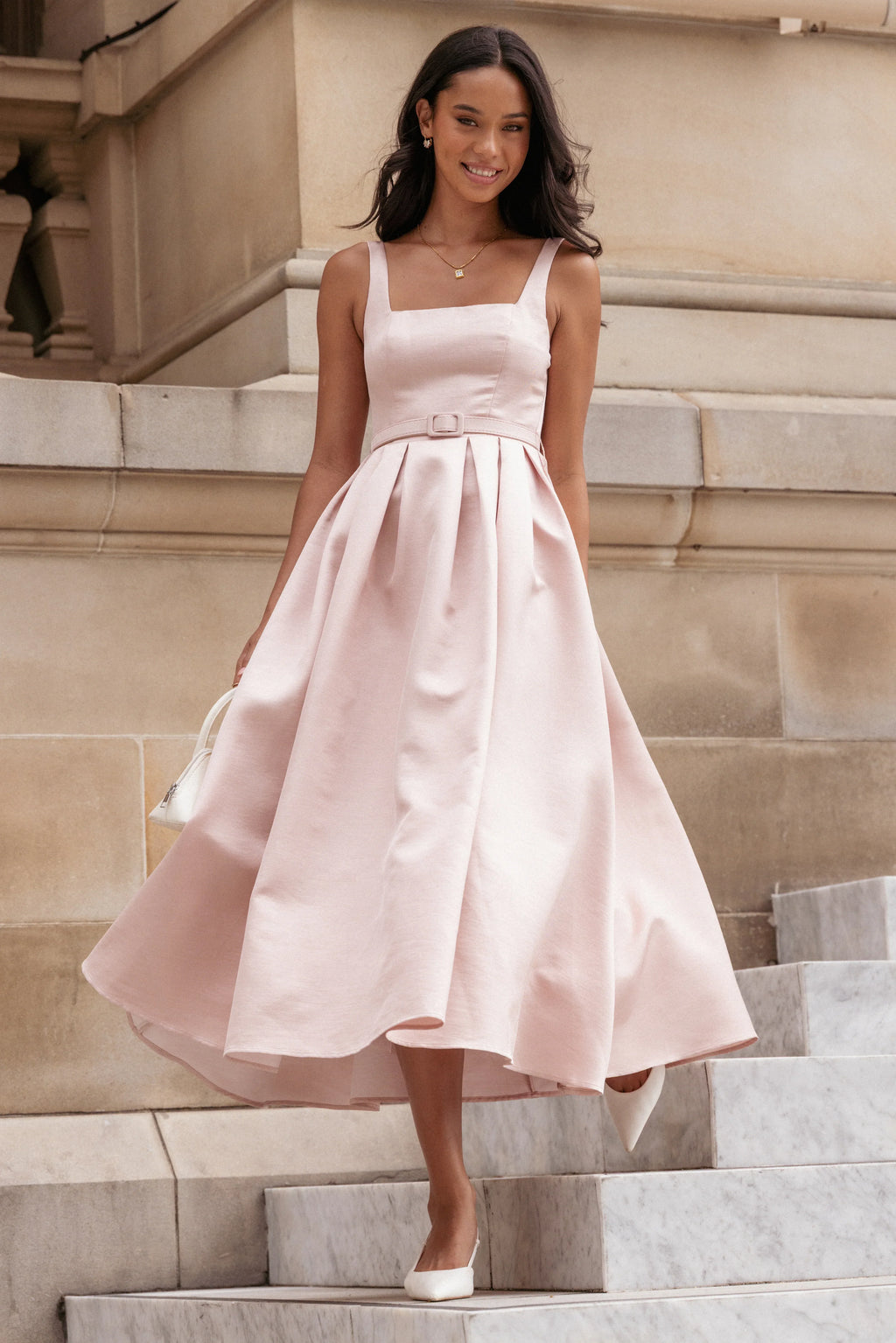 Robe midi Augustine – Rose poudré