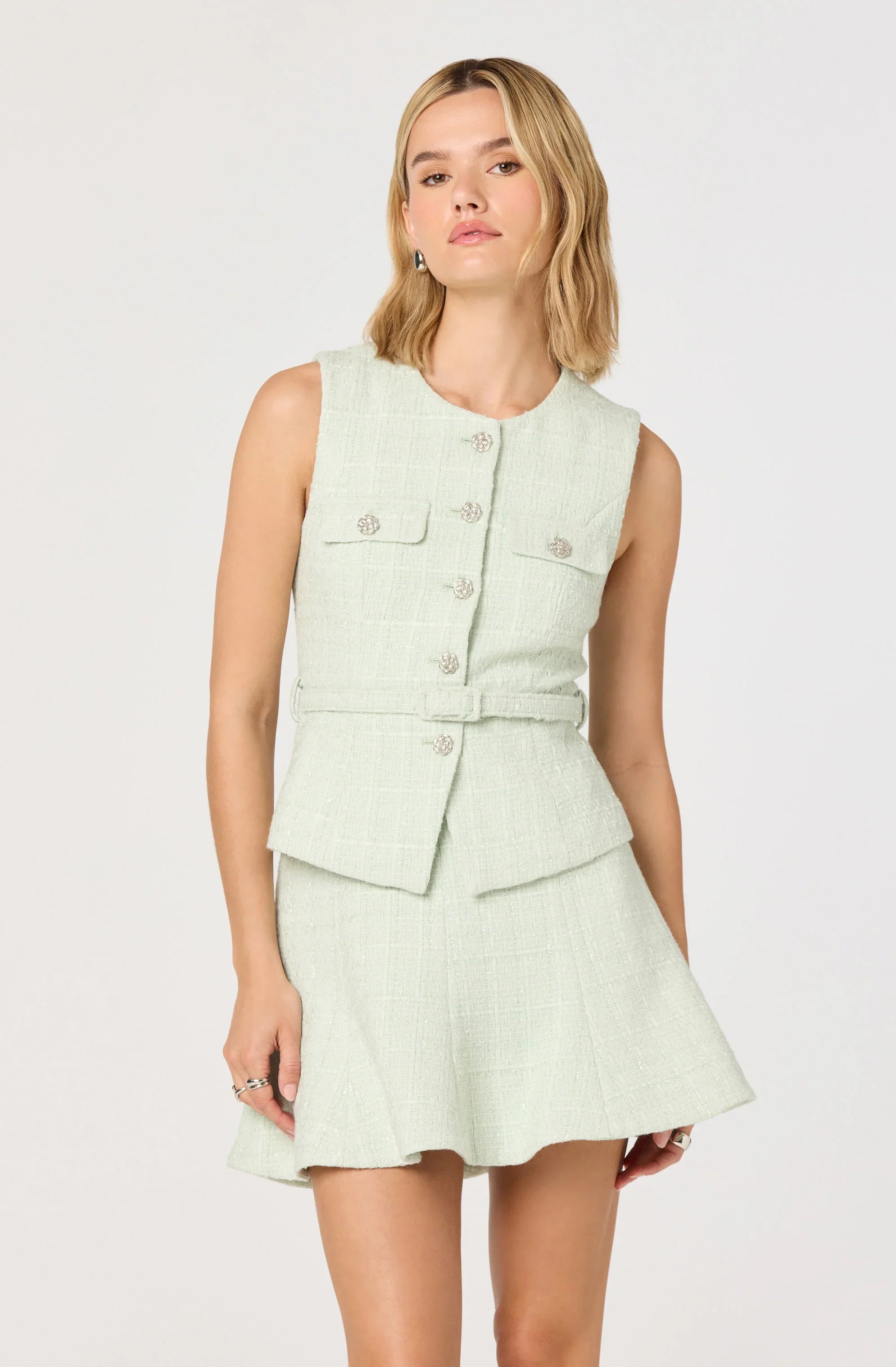 Kiona Sparkly Tweed A-Line Mini Skirt