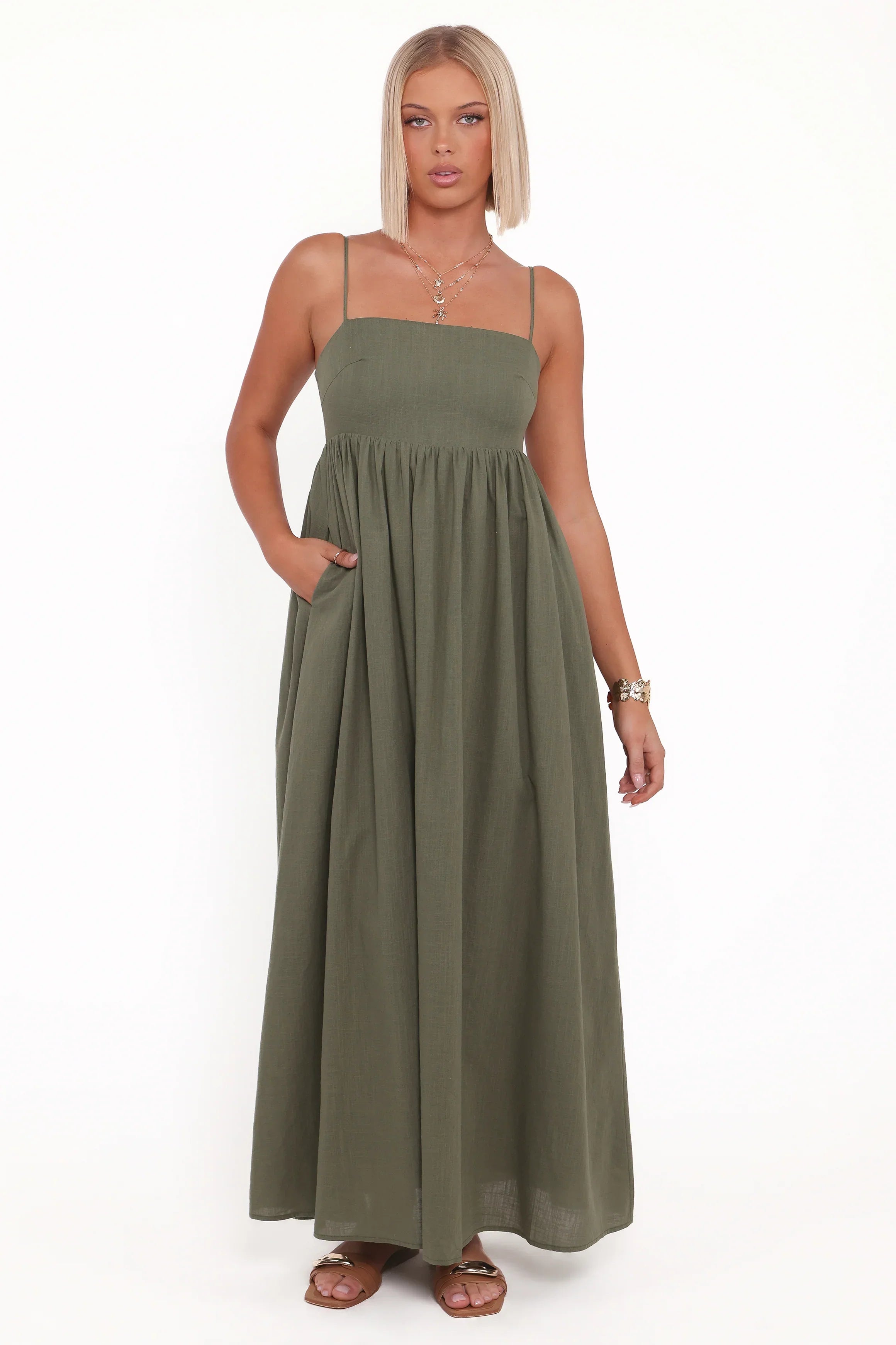 Robe longue Odessa - Vert palmier