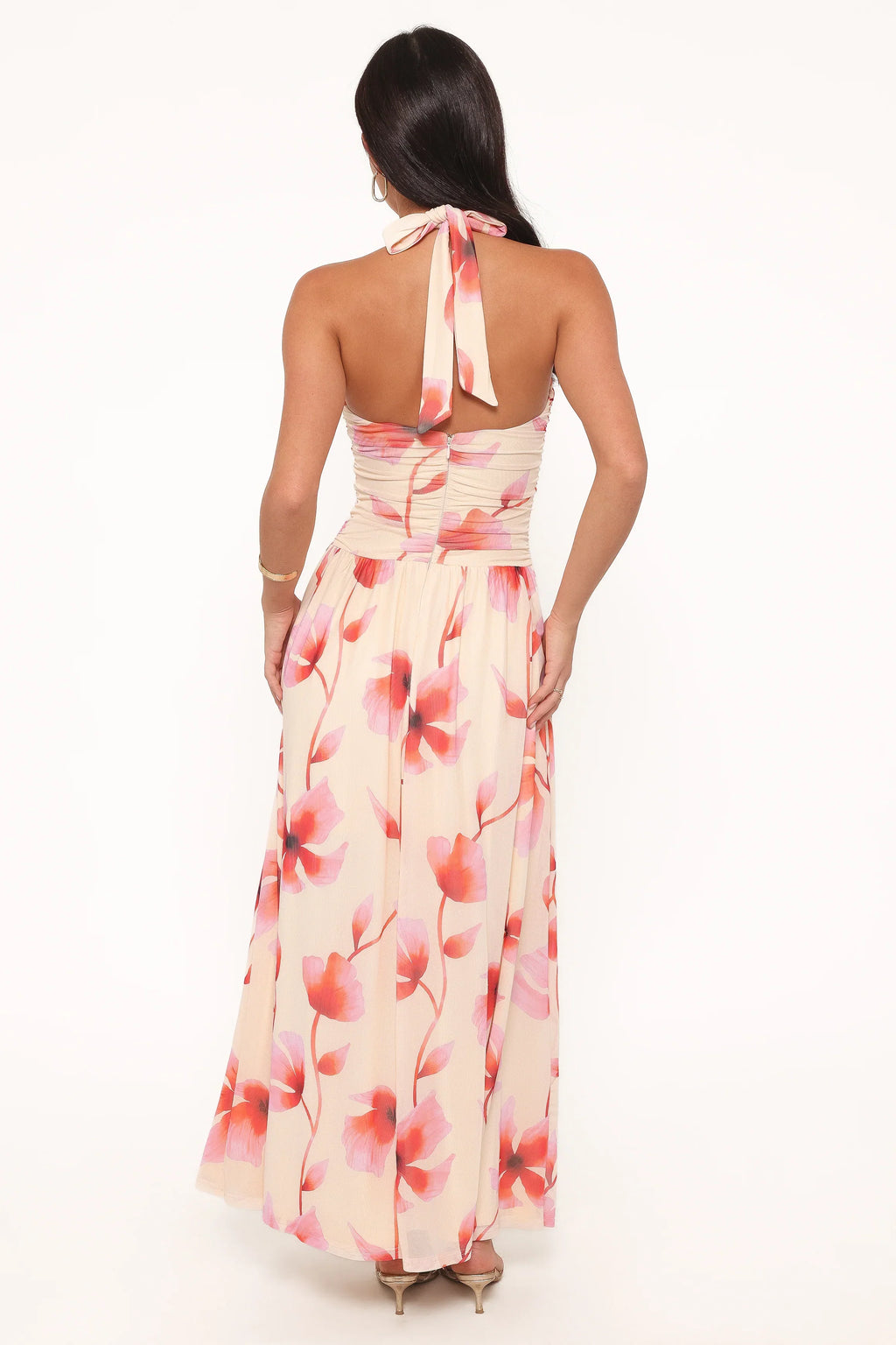Robe longue Kaira à dos nu - Rose fleuri