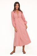 Robe longue Riven à manches longues - Rose