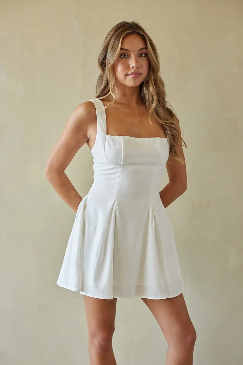 North Tie Back Linen Mini Dress