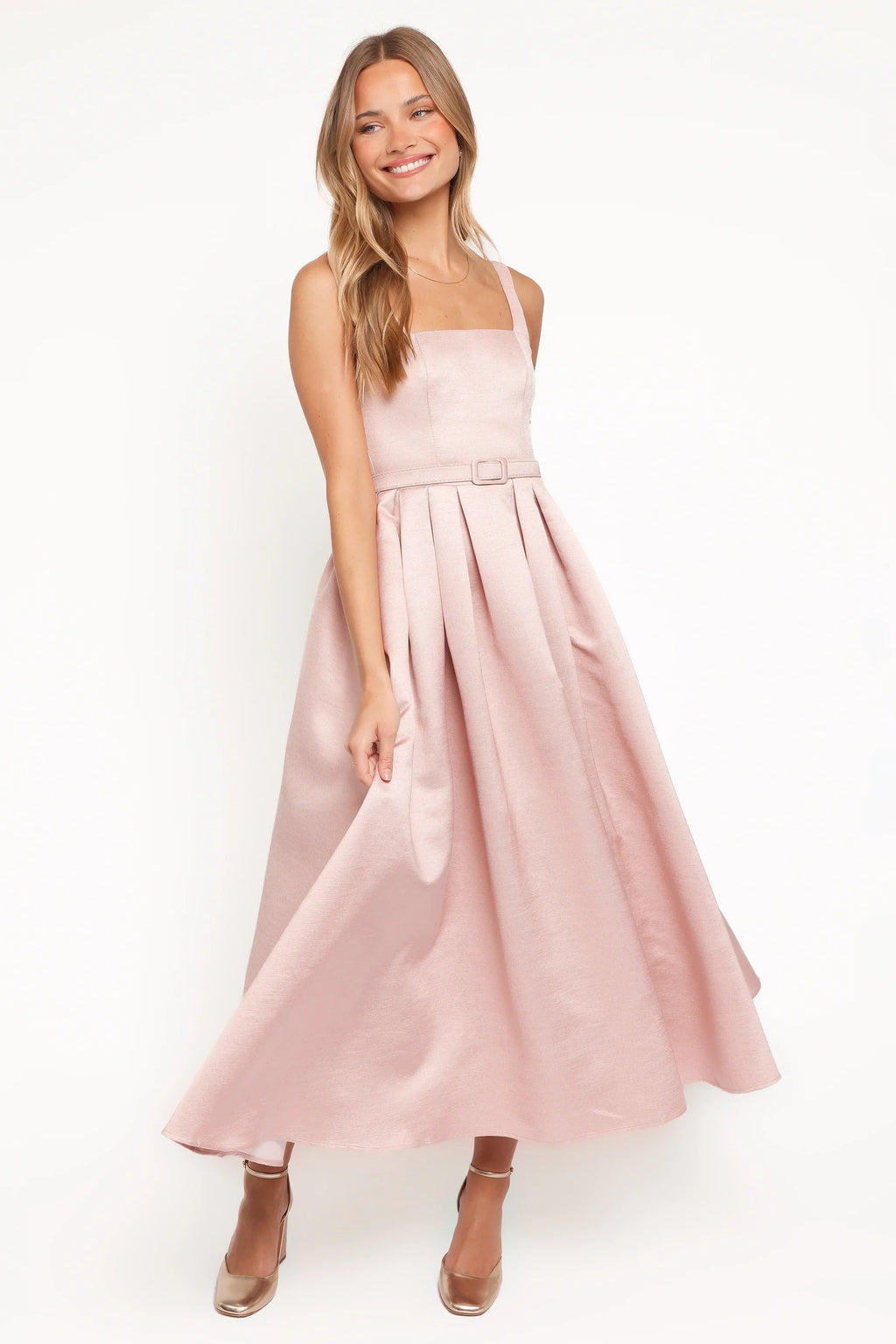 Robe midi Augustine – Rose poudré