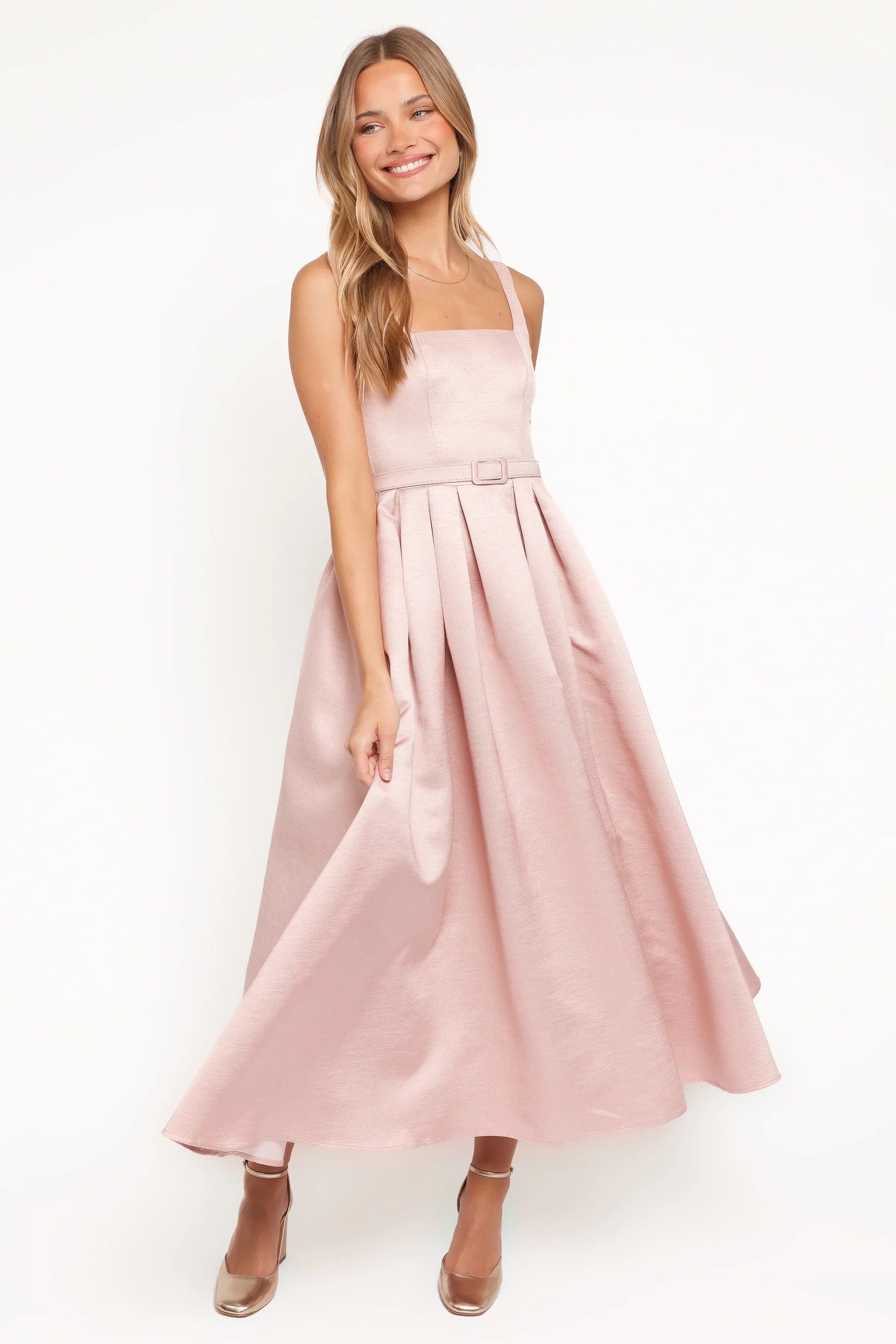 Robe midi Augustine – Rose poudré