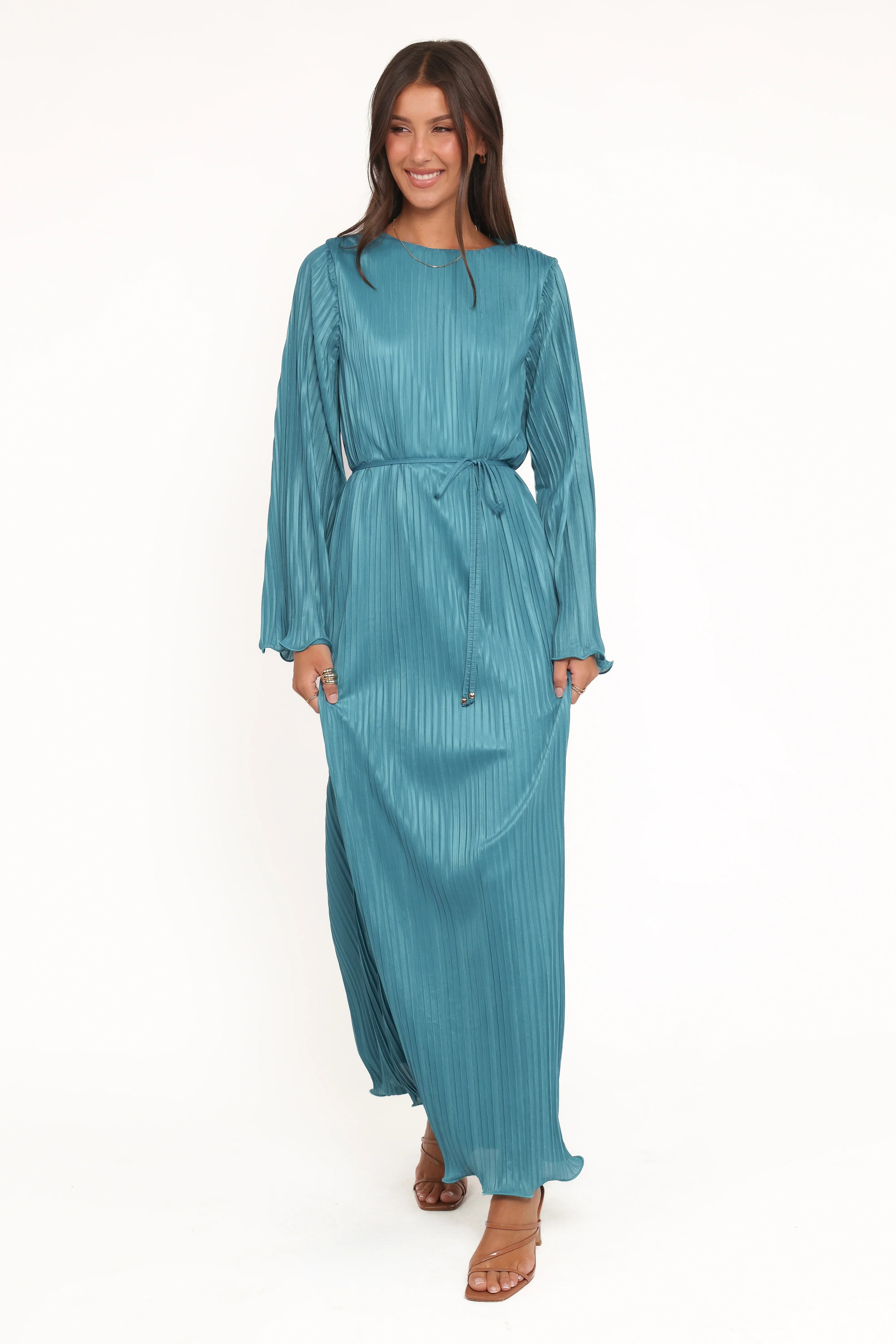 Robe longue Armena à manches longues – sarcelle