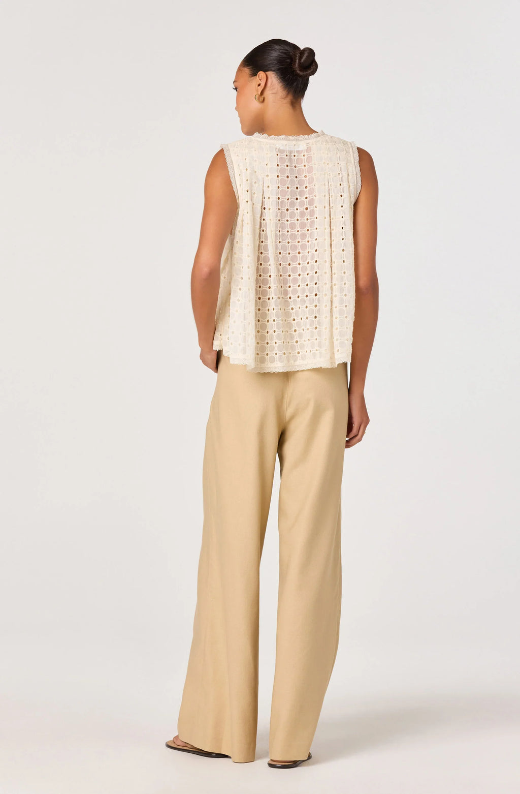 Pantalon large taille haute en lin Neha