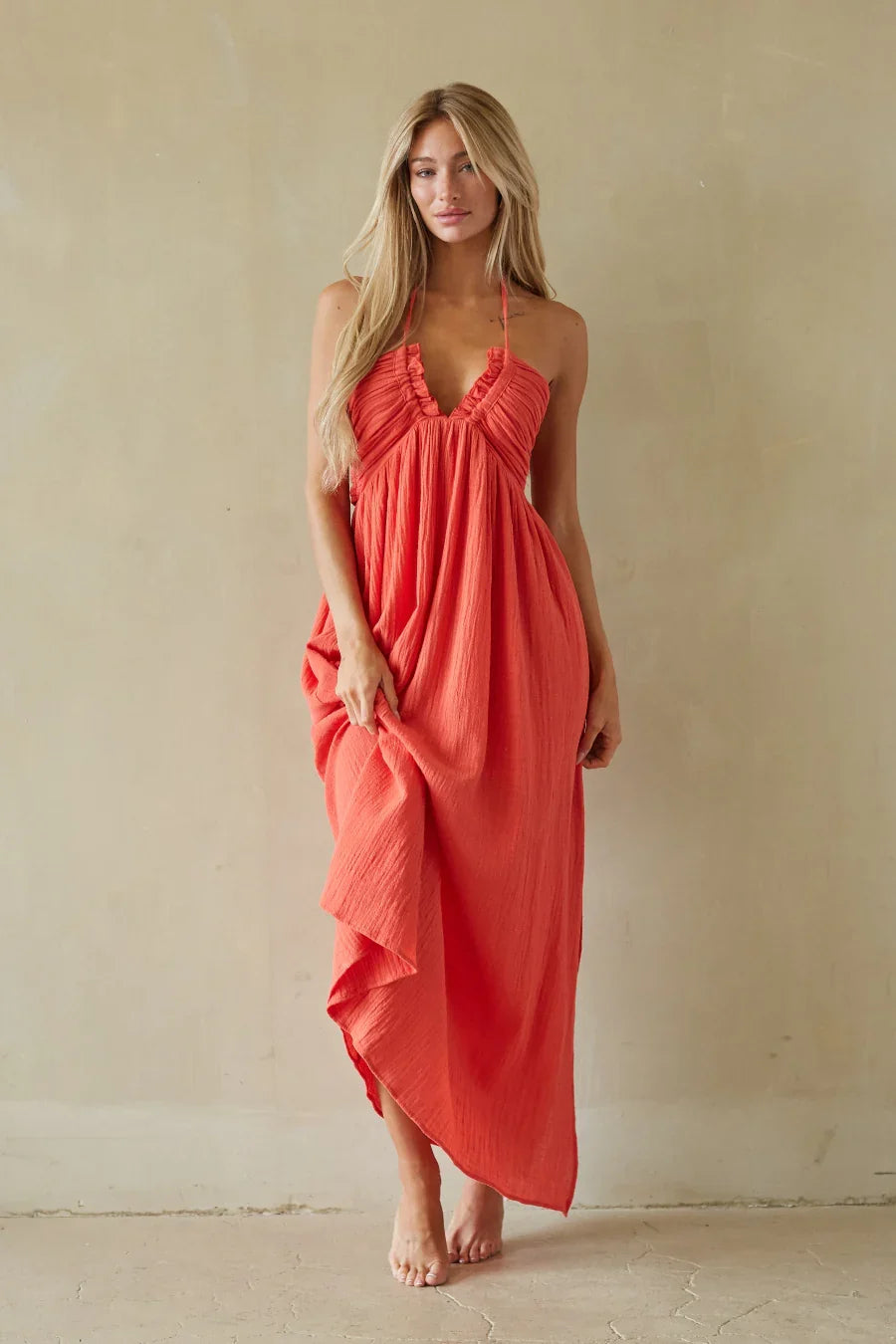 Robe longue en lin Naia Halter