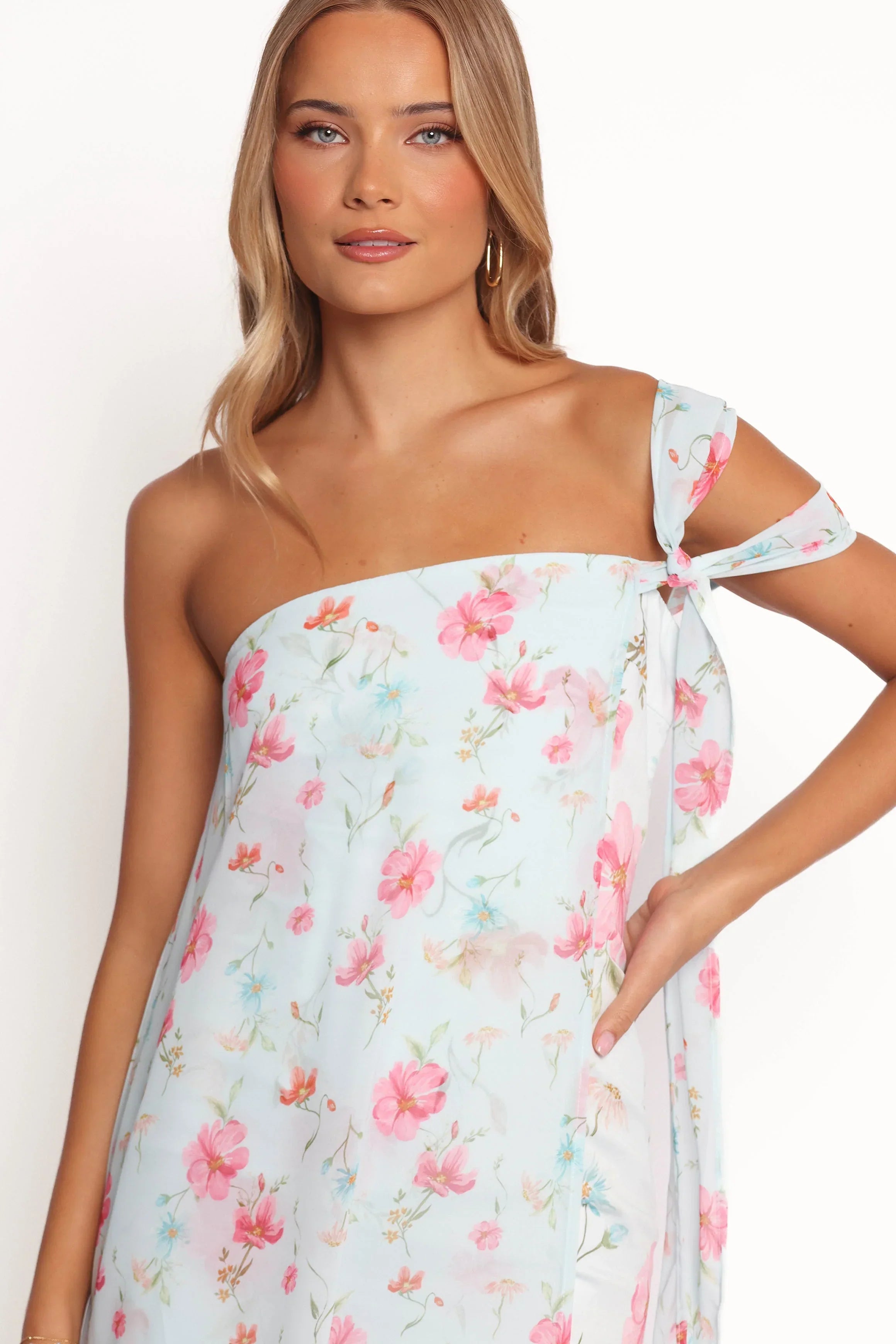Robe longue Eloisa – Imprimé floral bleu