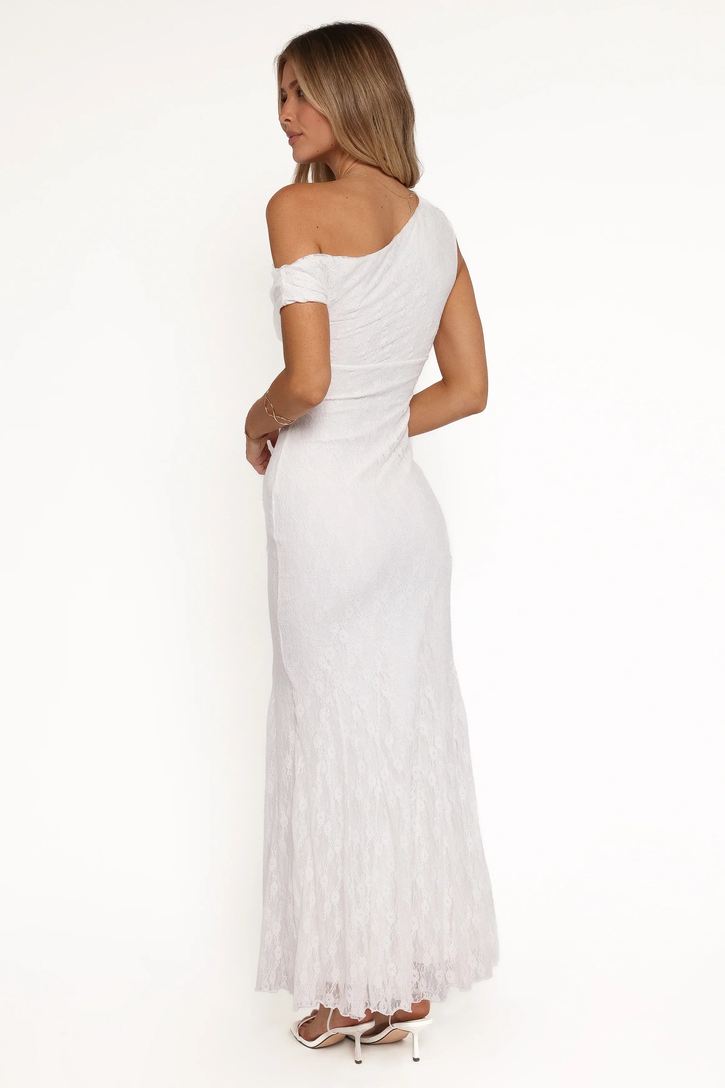 Robe longue Evelon à épaules dénudées - Blanc