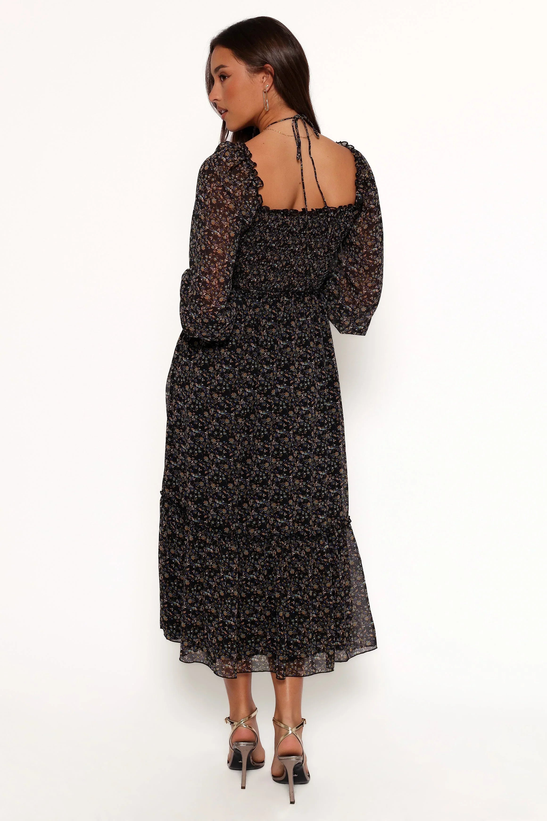 Robe longue Keziah à manches longues - Imprimé floral liberty marine