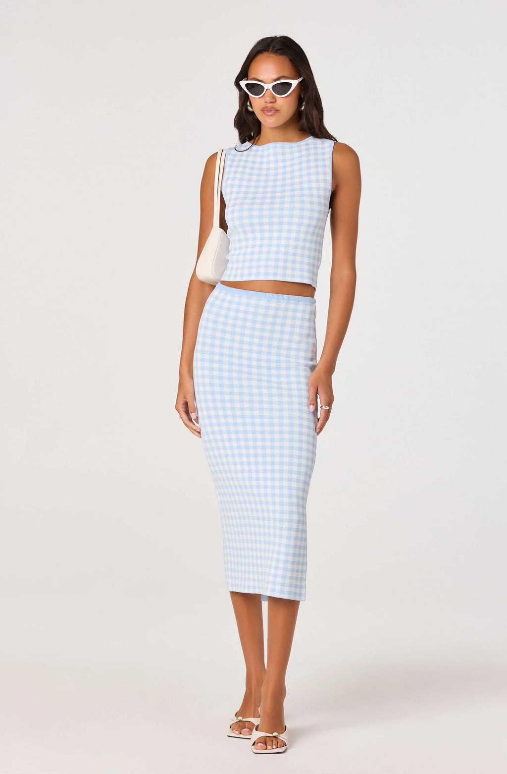Babbett Gingham Sweater Midi Skirt