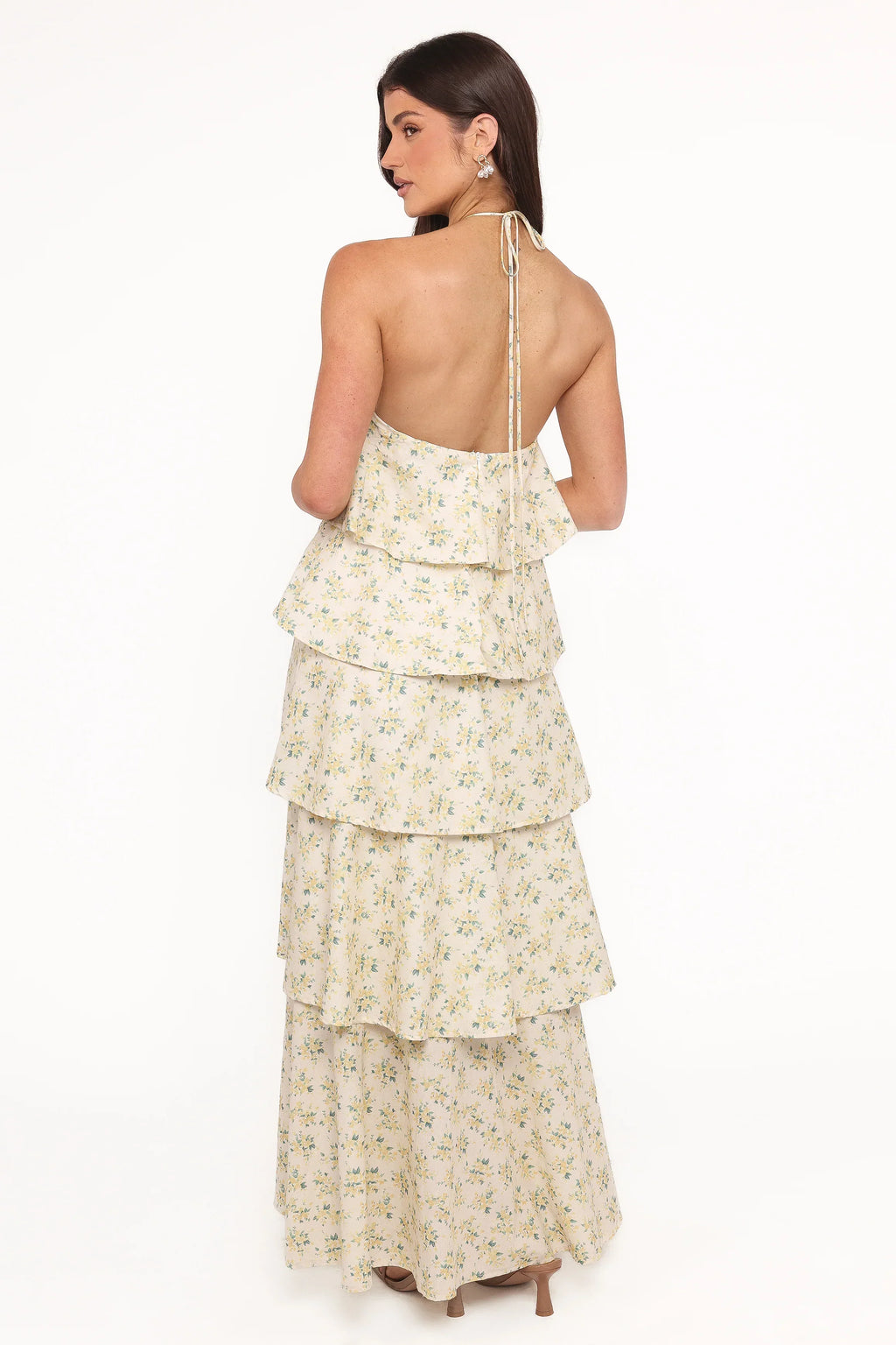 Robe longue Darlia à encolure dos-nu - Imprimé floral jaune