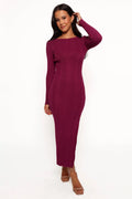 Robe longue Mattie à manches longues - Prune