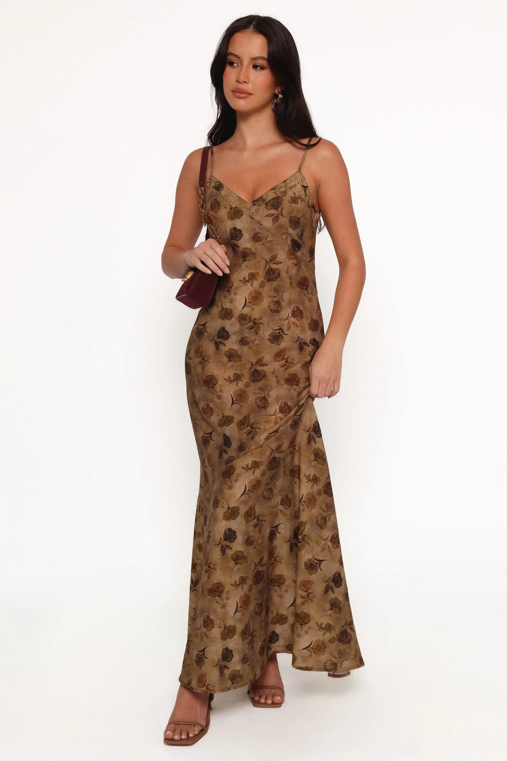 Robe midi Fia - Fleurs mordorées
