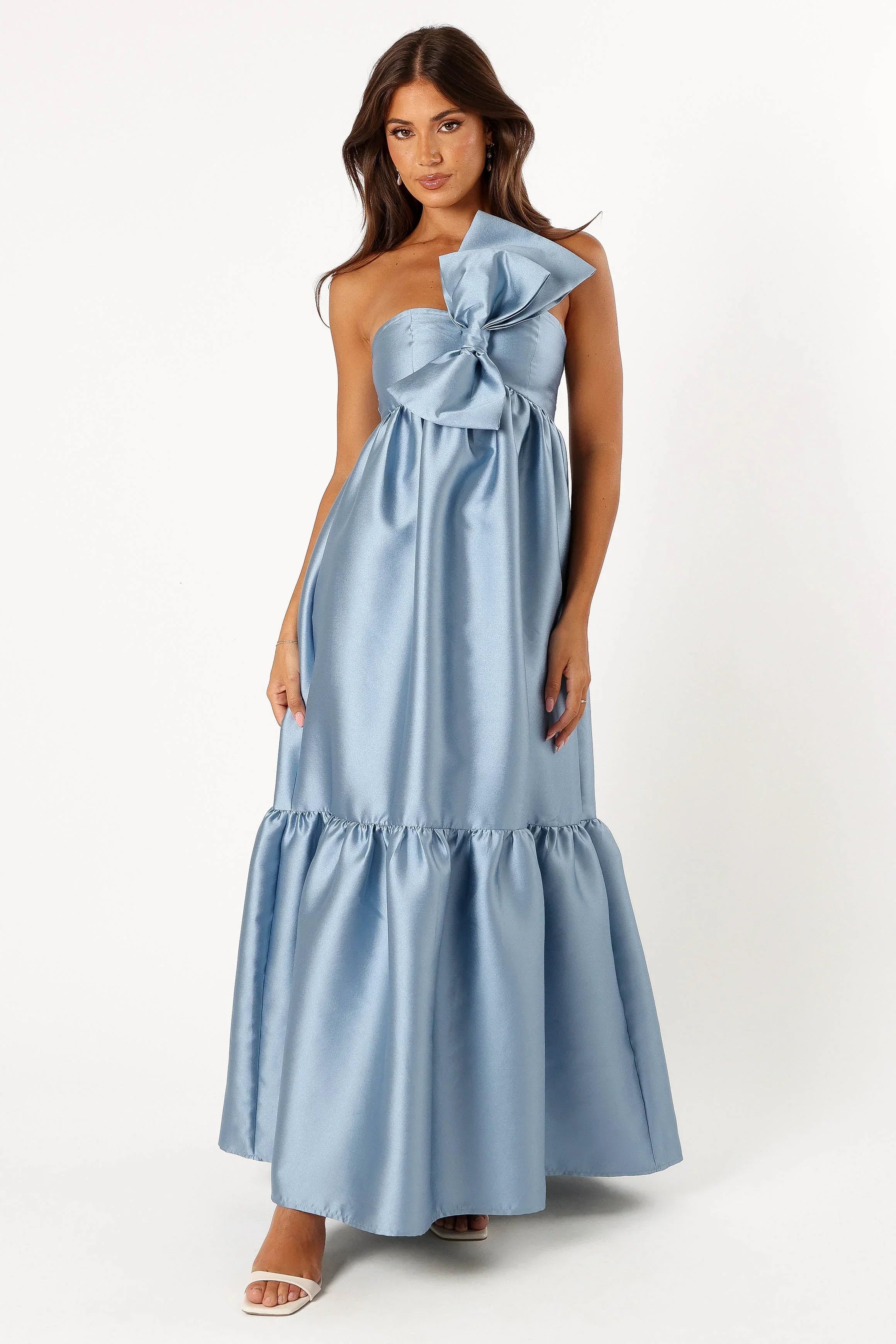 Robe longue Betina à nœud lavallière - Bleu