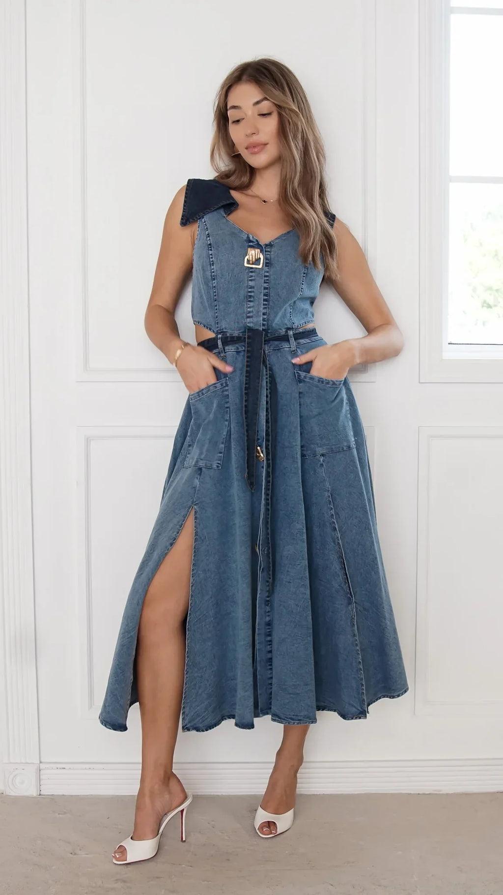 Althea Denim Midi Dress