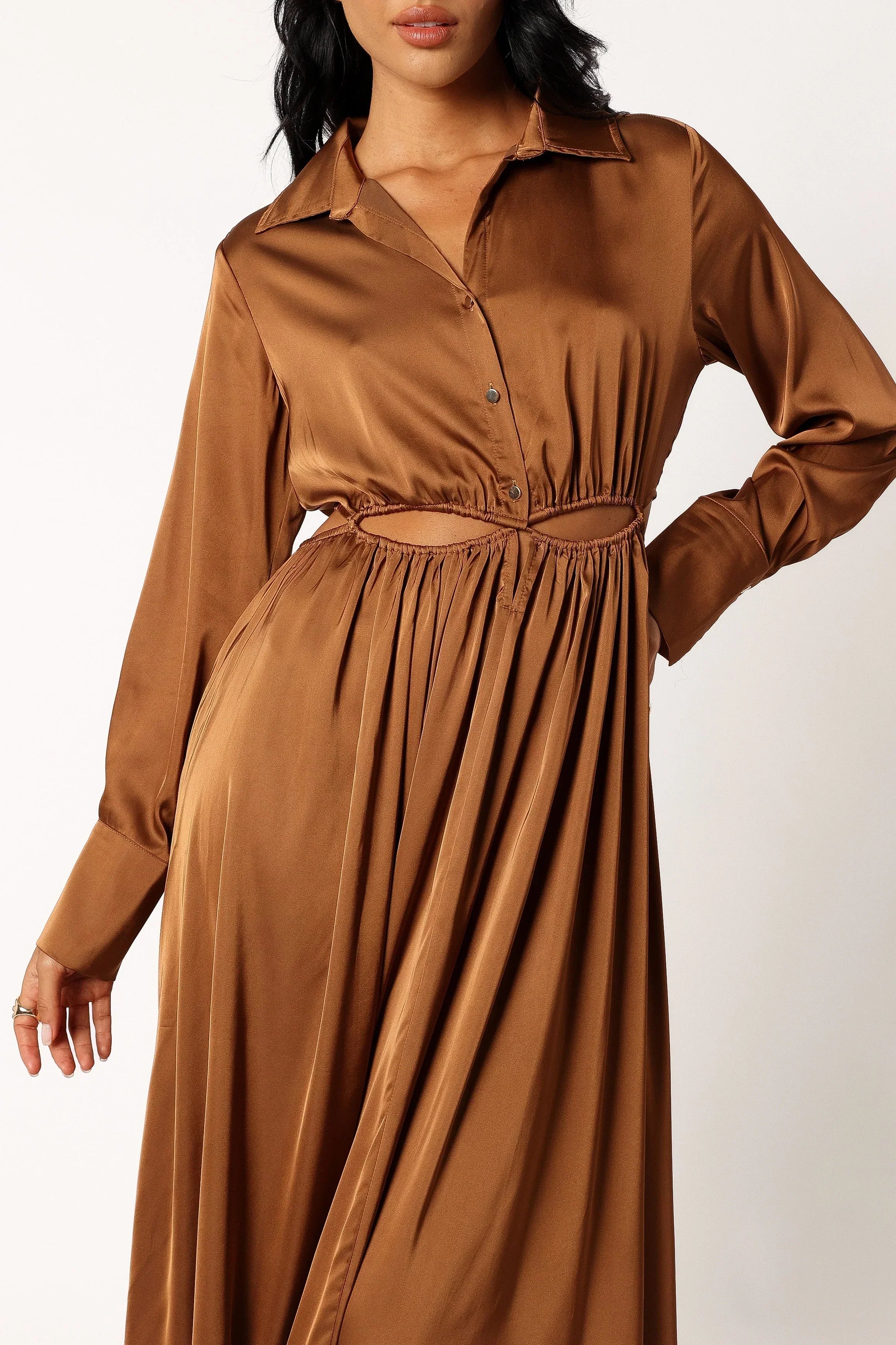 Robe midi manches longues Jett - Bronze