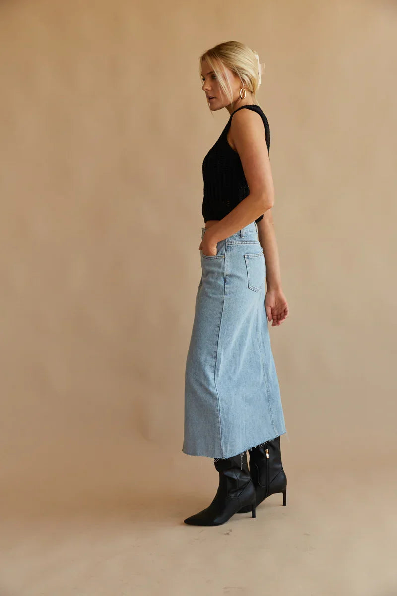 Jupe-midi en jean Hayden