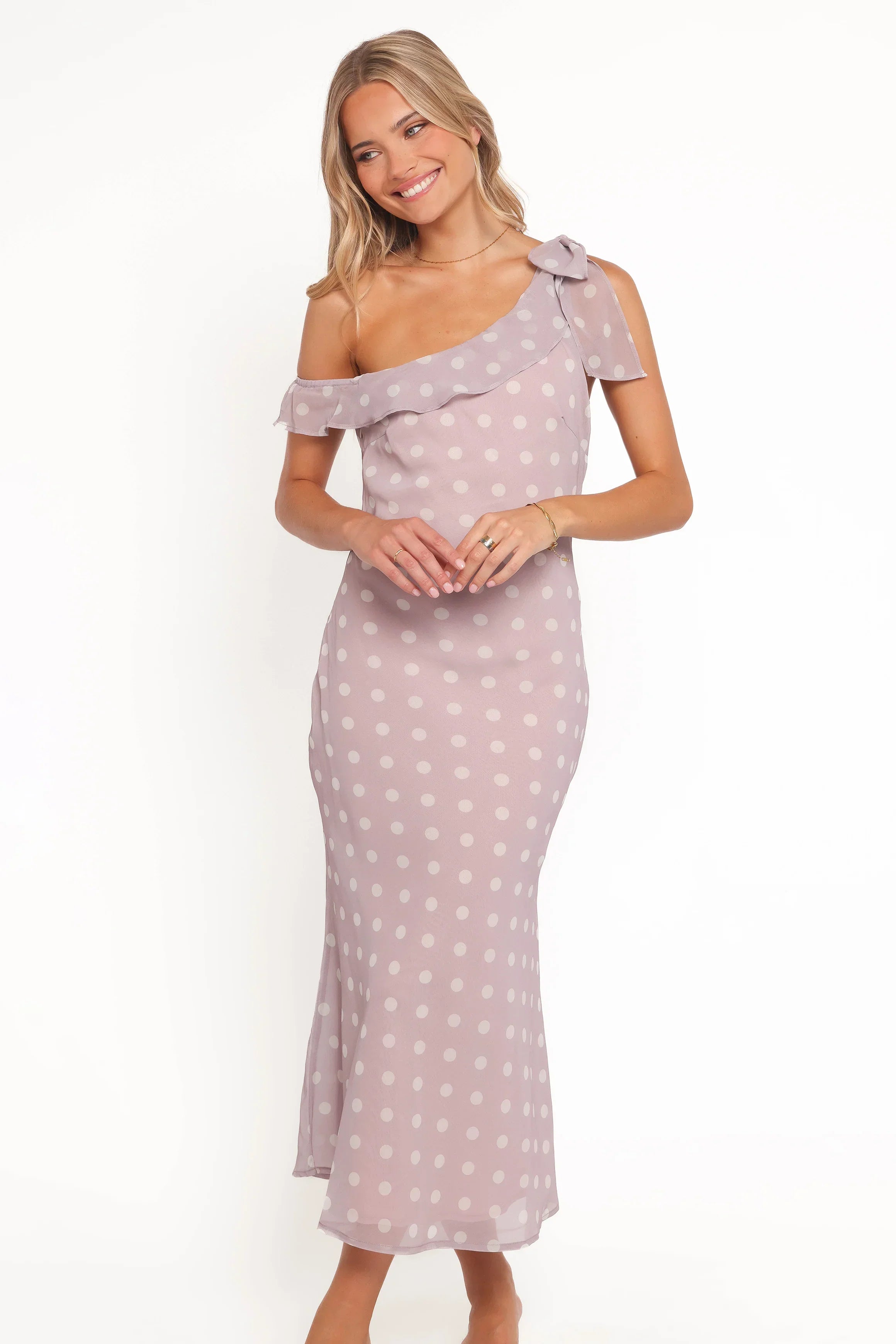 Robe longue Celestine - Pois lavande