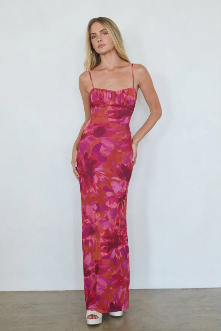 Robe longue Ysabelle à dos torsadé