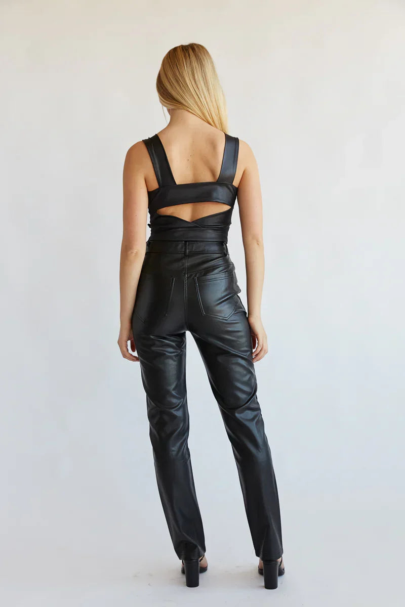 Pantalon droit en similicuir vegan Katella