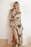 Robe longue Kristyn à manches longues - Imprimé floral olive