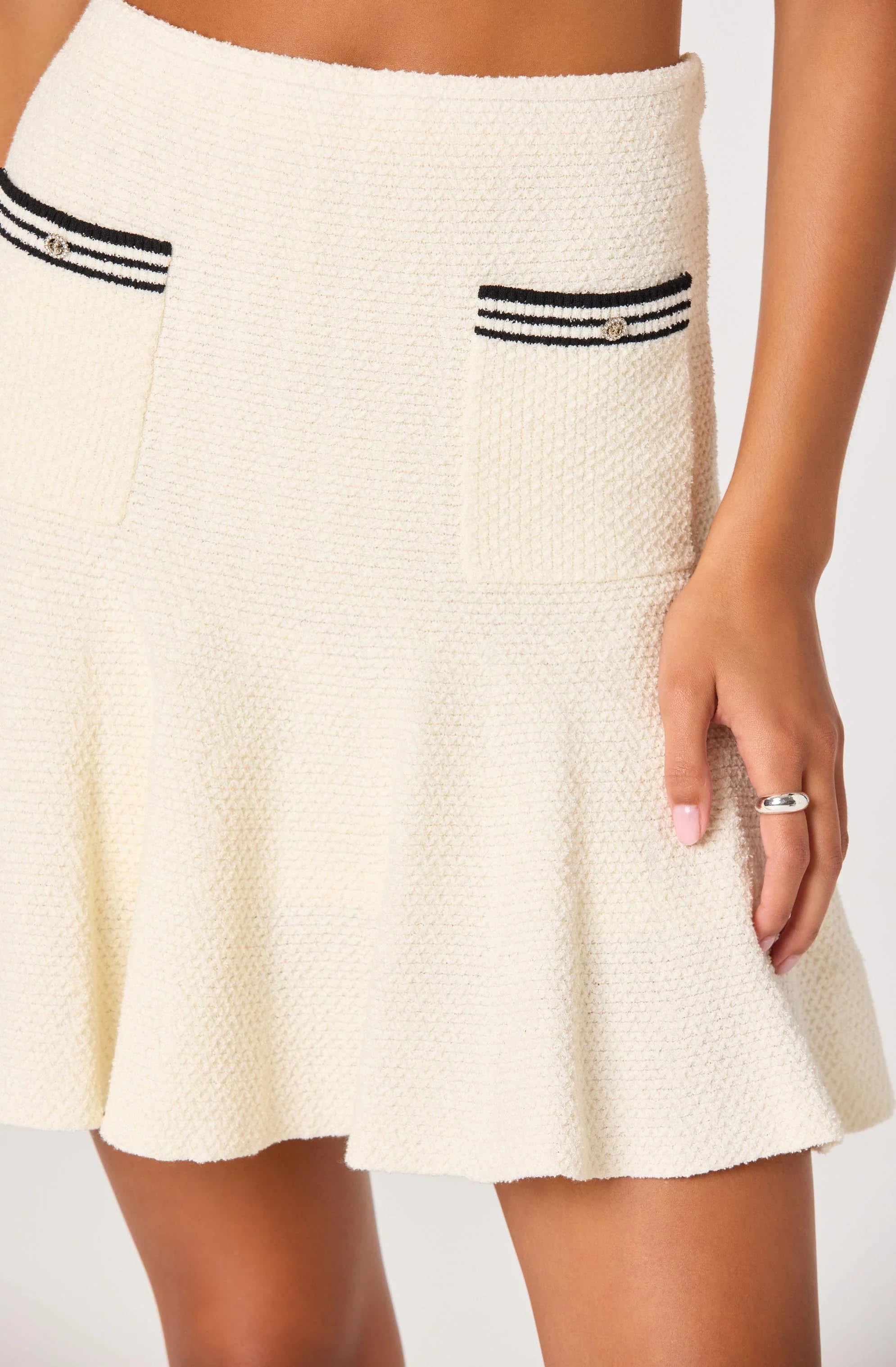 Dynasty Terry Knit Fit & Flare Mini Skirt