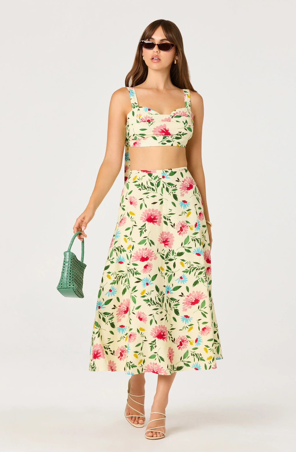 Myria Print Linen A-Line Midi Skirt