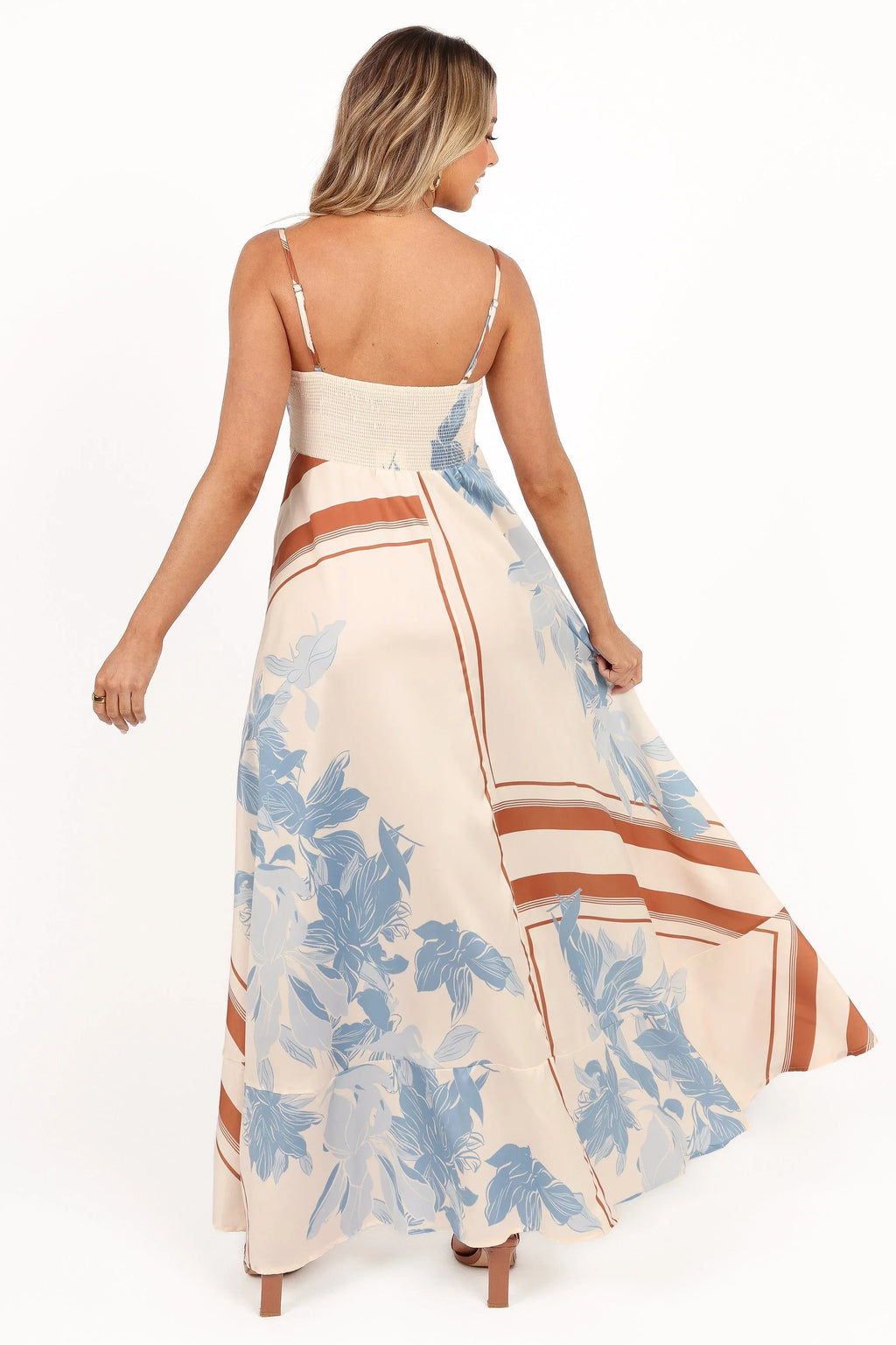 Robe longue Elanor - Imprimé bleu pâle