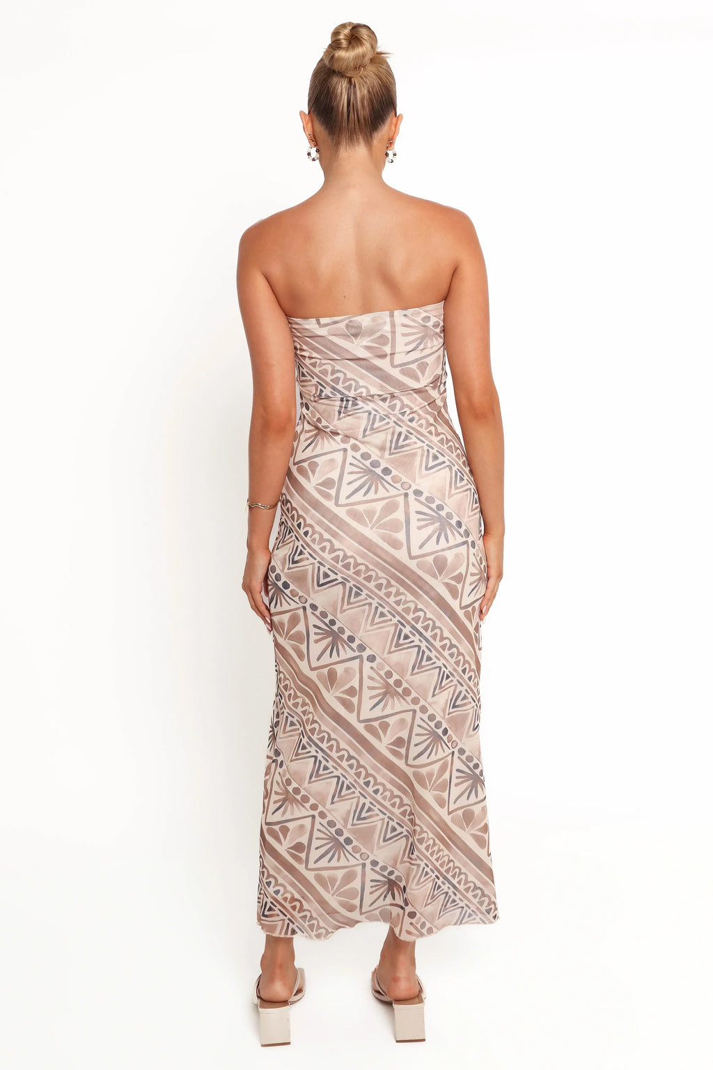 Robe midi sans bretelles Saskia - Marron