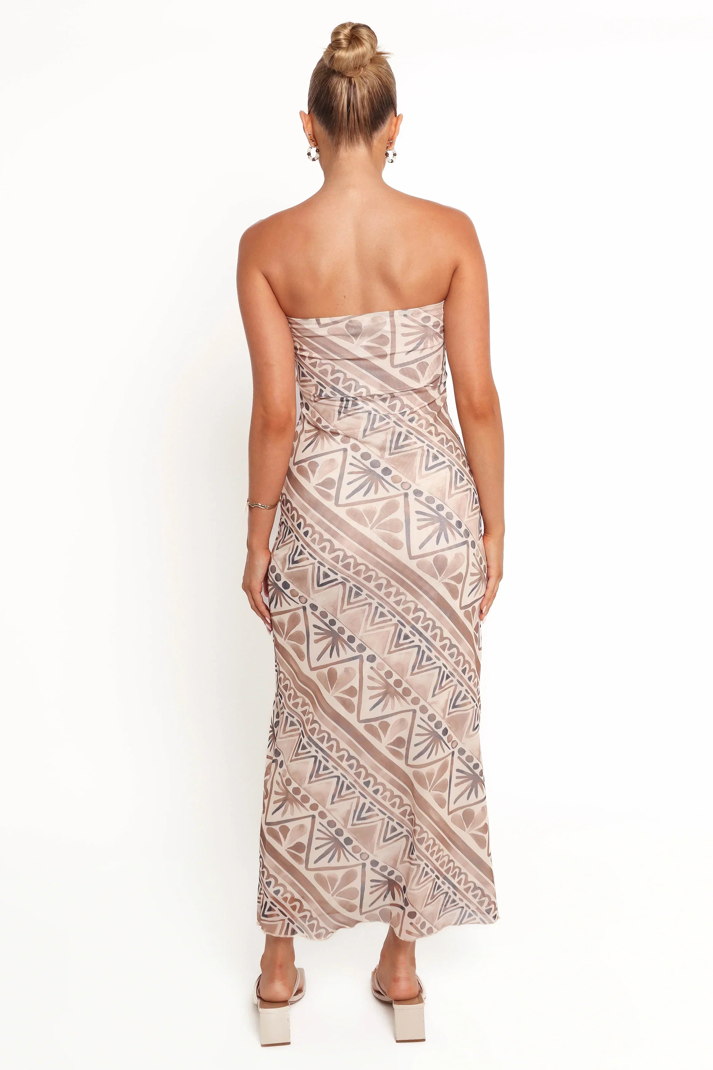 Robe midi sans bretelles Saskia - Marron