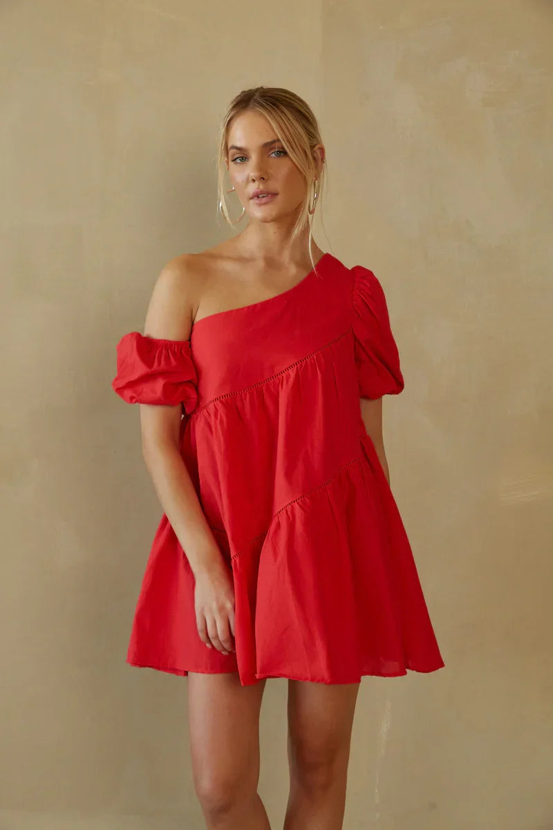 Mini-robe babydoll Francesca à manches bouffantes