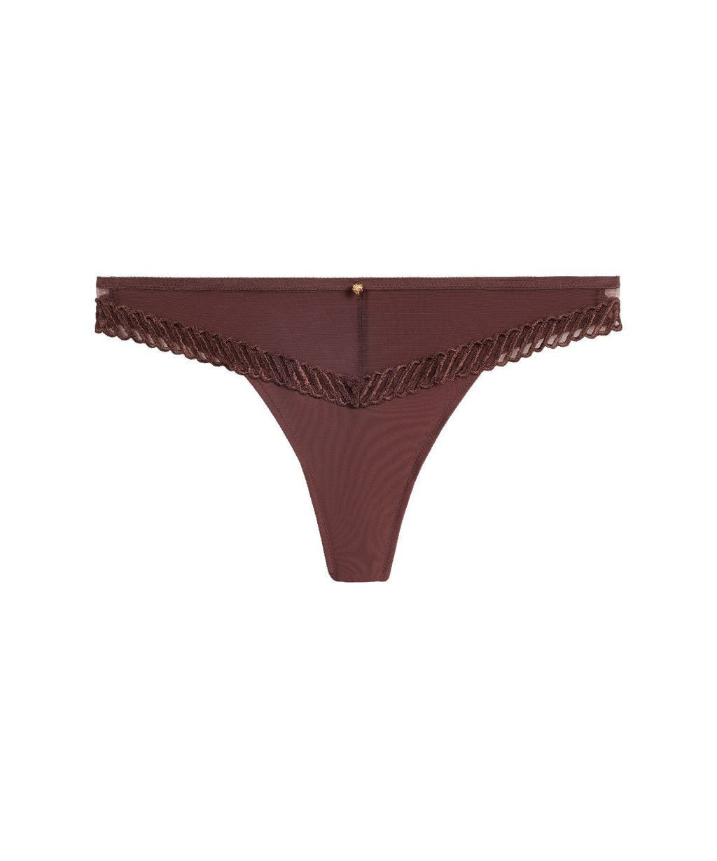 Sheer Emotion Tanga Sepia