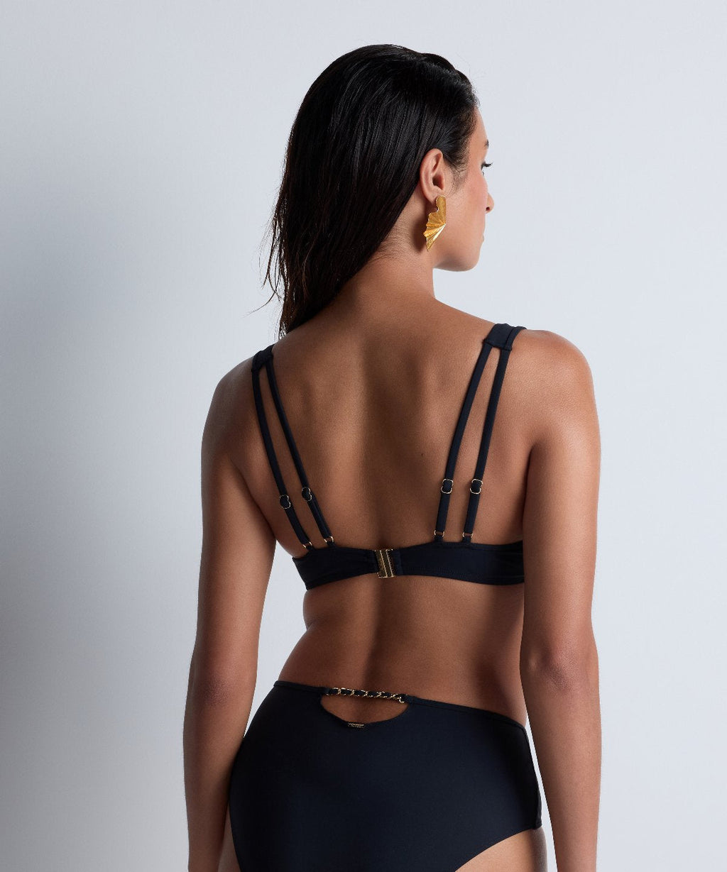 Sparkling Treasure Triangle Underwire Bikini Top Black