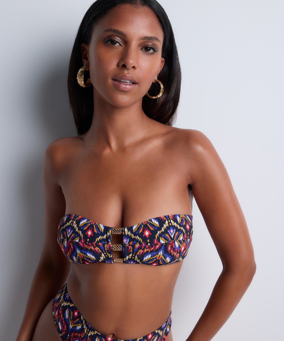 Sunkissed Allure Haut de maillot de bain Bandeau coques amovibles Ikat