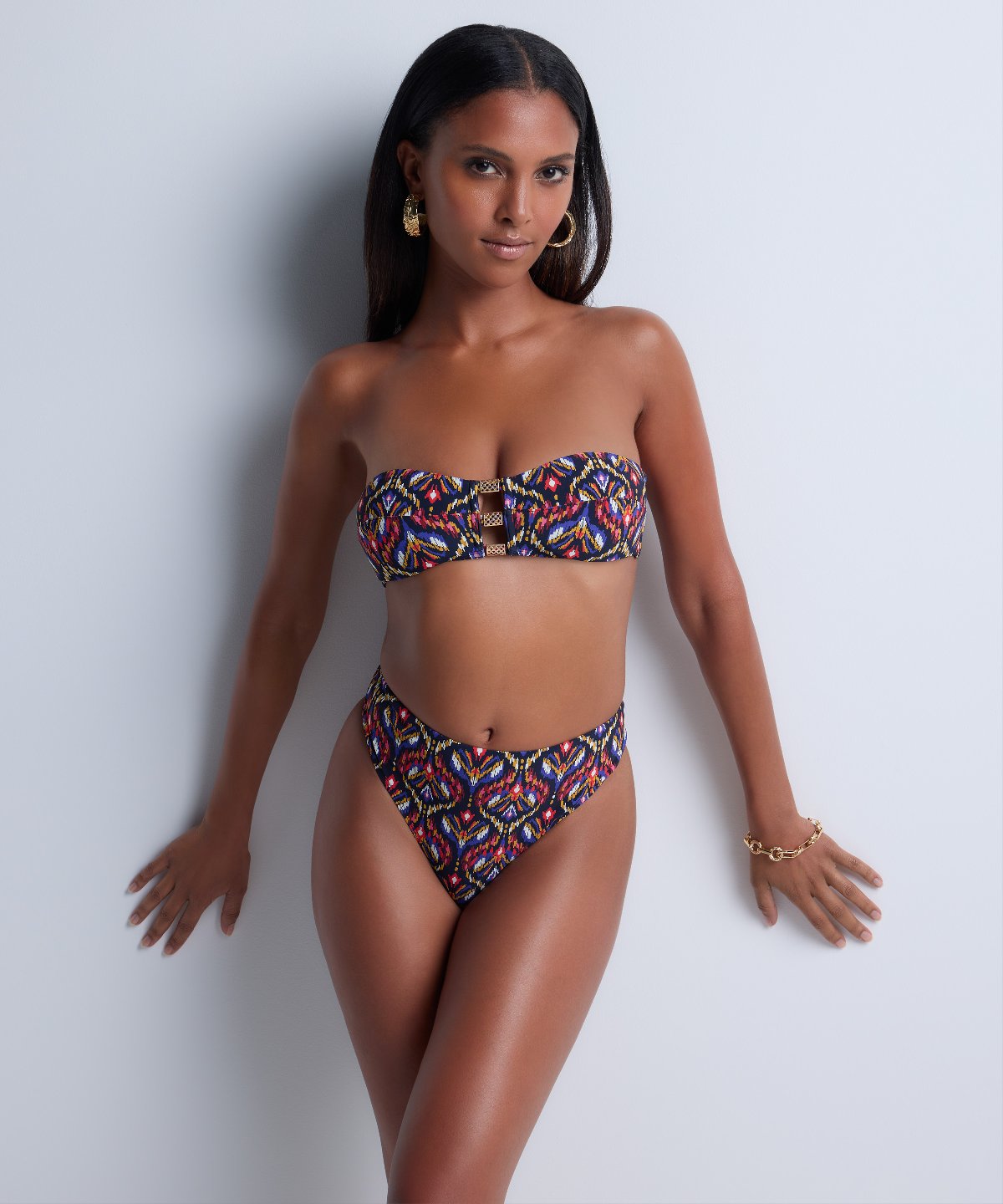 Sunkissed Allure Haut de maillot de bain Bandeau coques amovibles Ikat