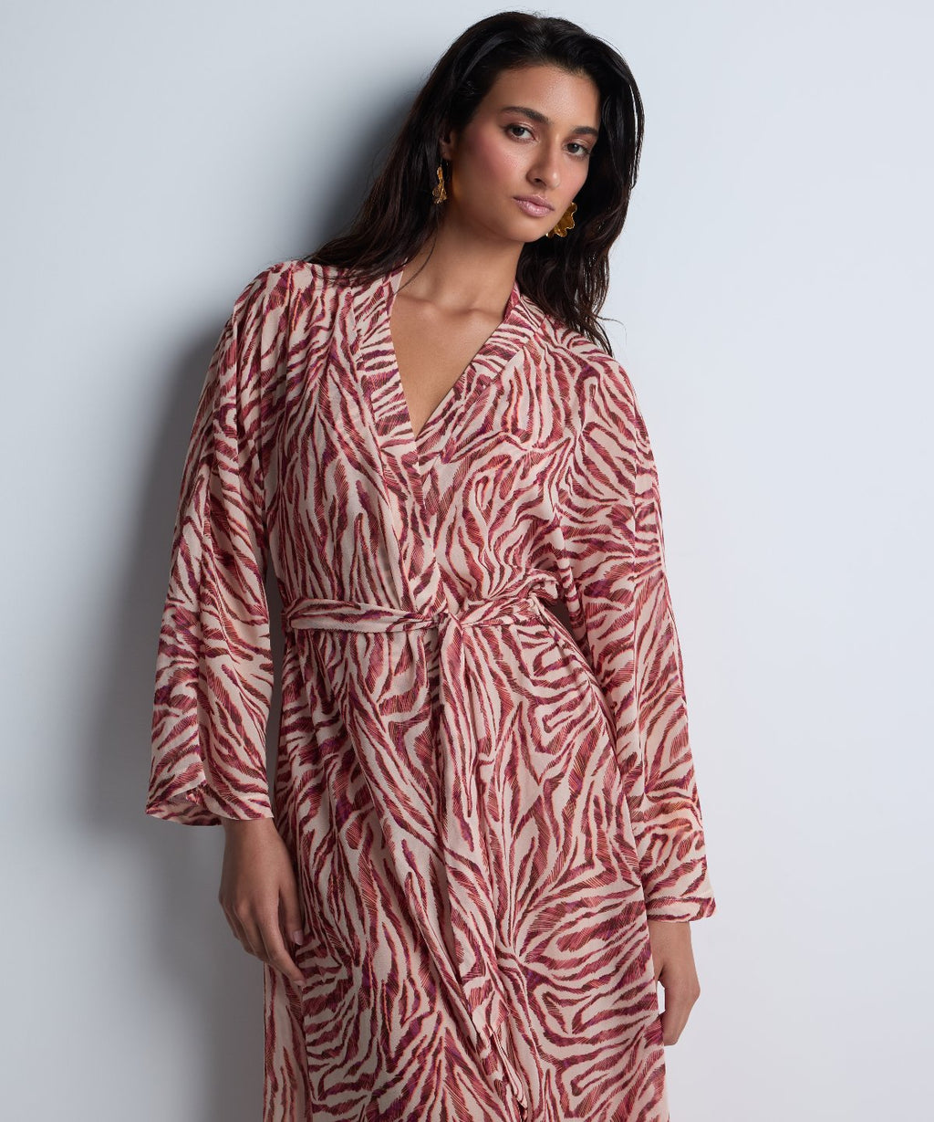 Beach Walk Kimono Pink Tiger