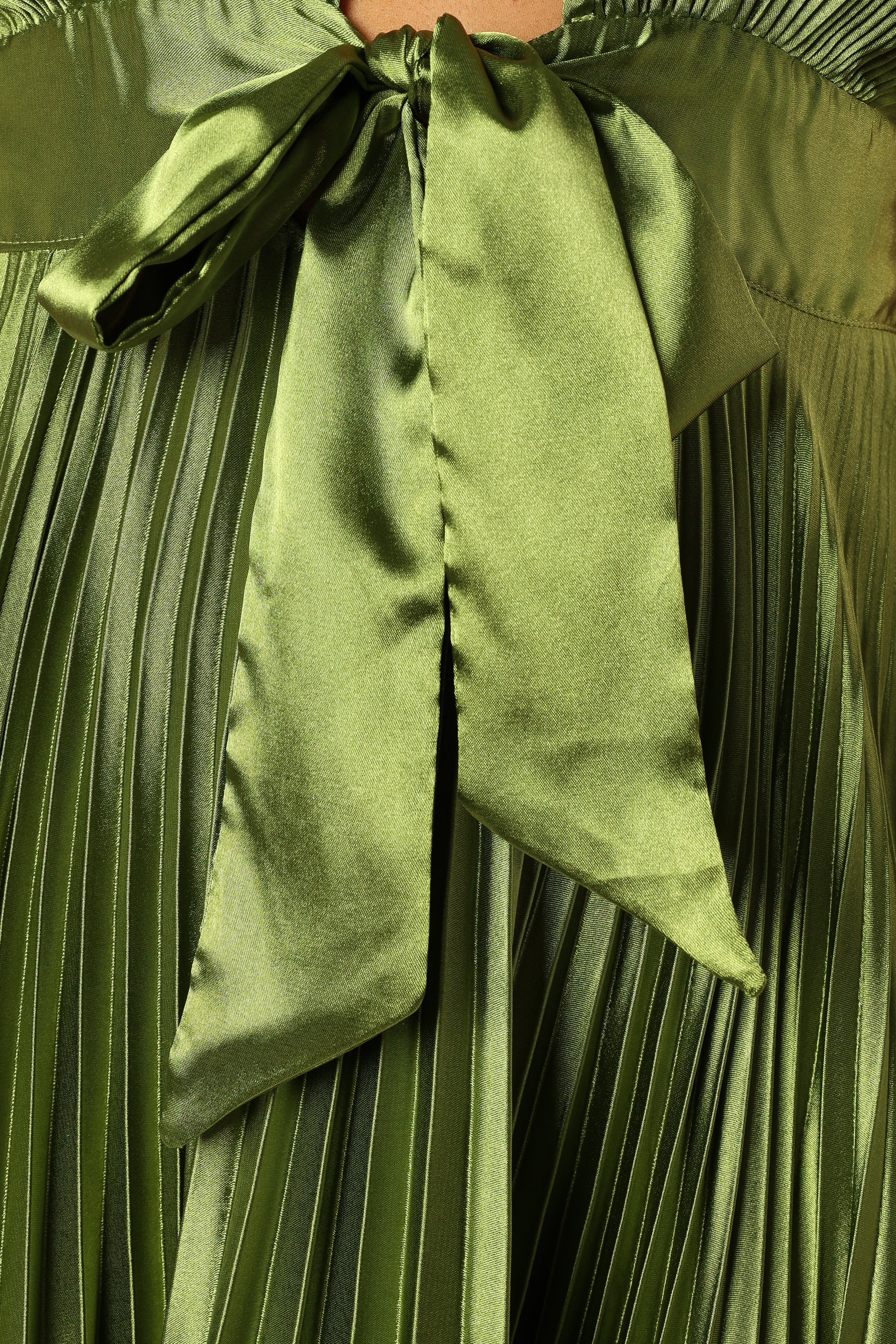Robe longue plissée Kris - Vert olive