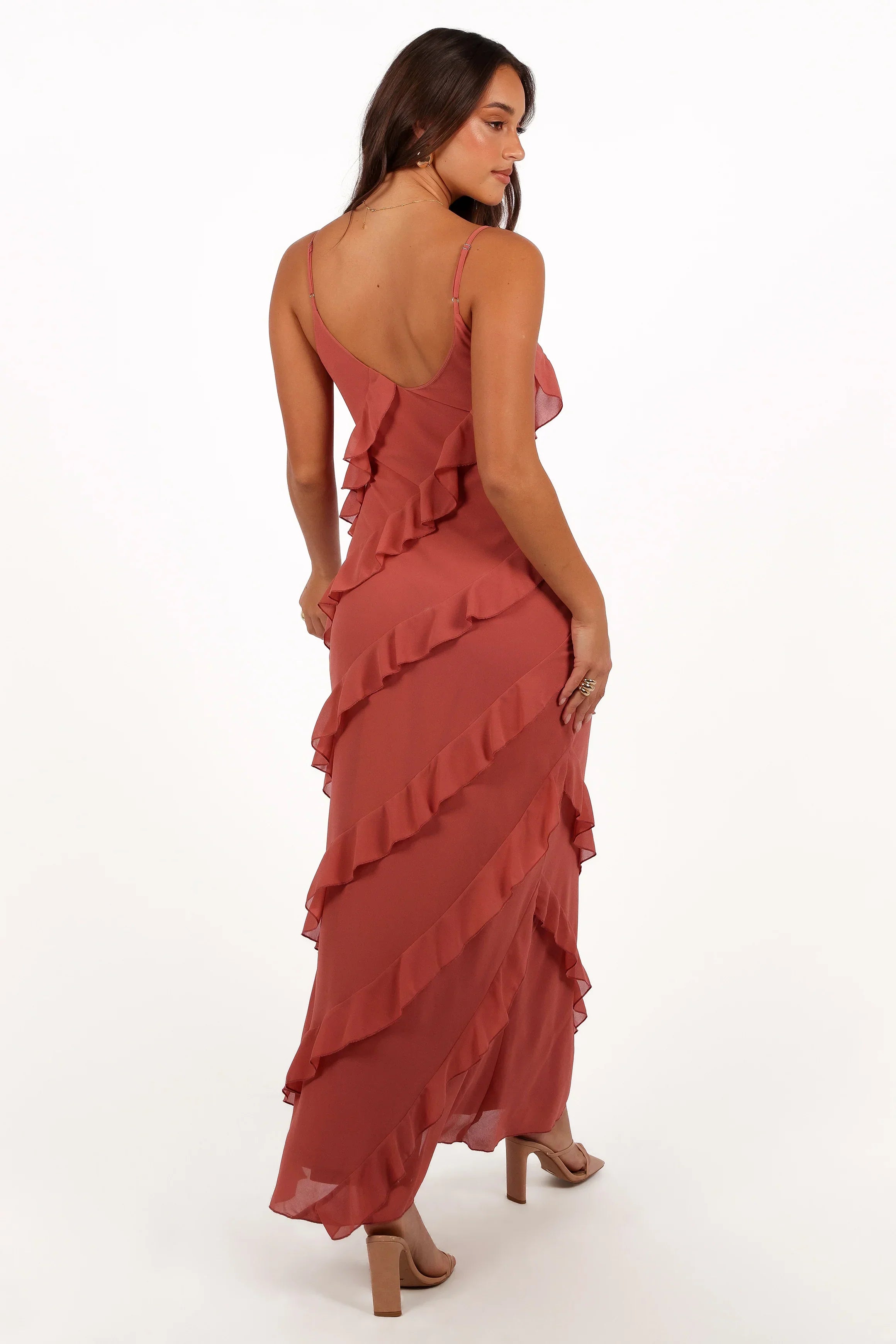 Robe longue Ciao Ruffles – Palissandre