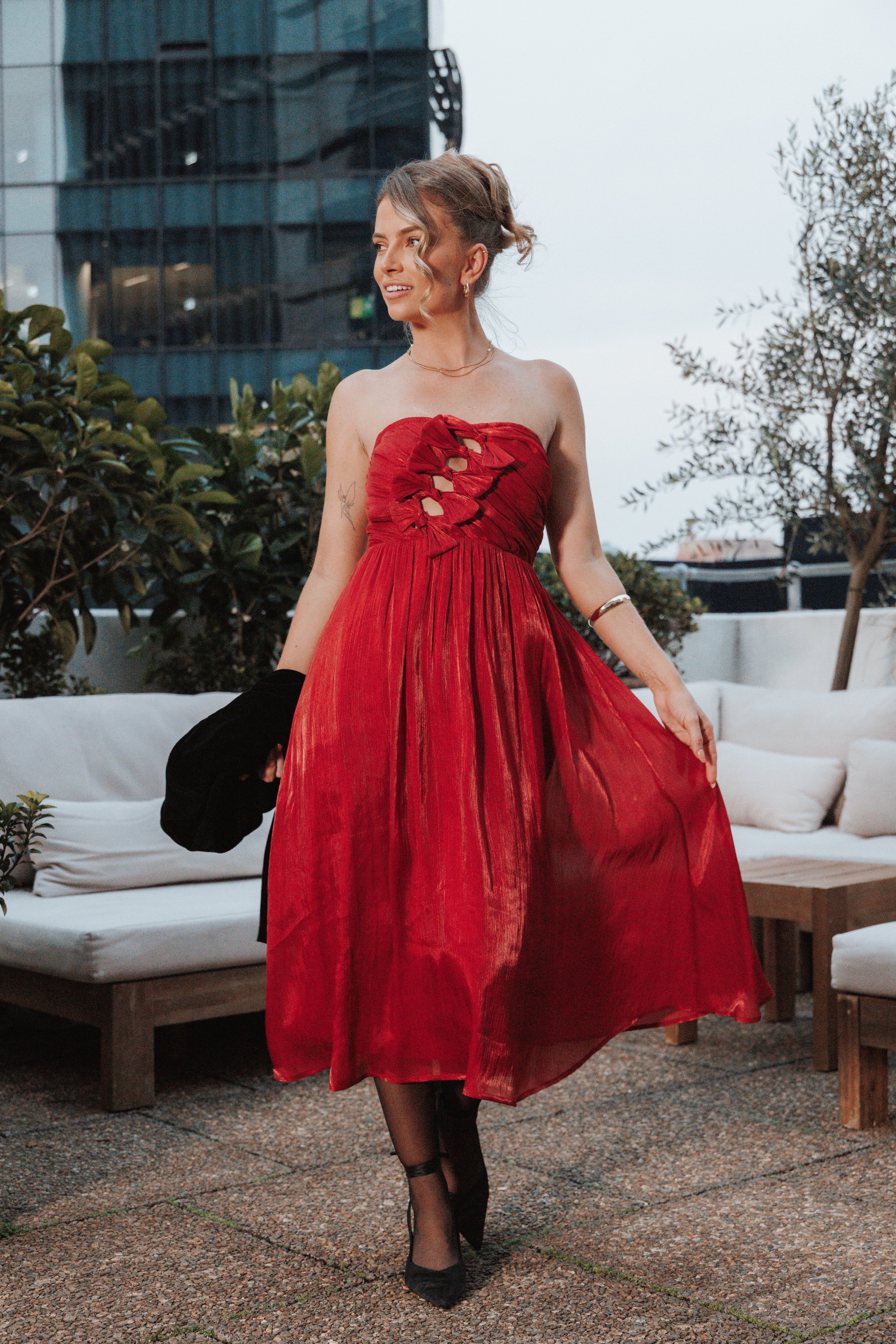 Robe Midi Bustier Mila - Rouge